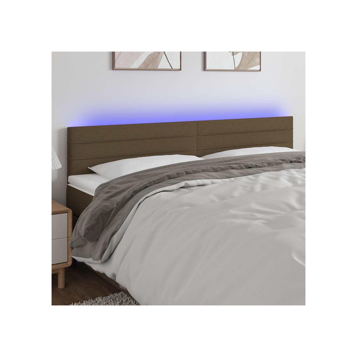 Tête de lit à LED Marron Foncé 180x5x78/88 cm Tissu