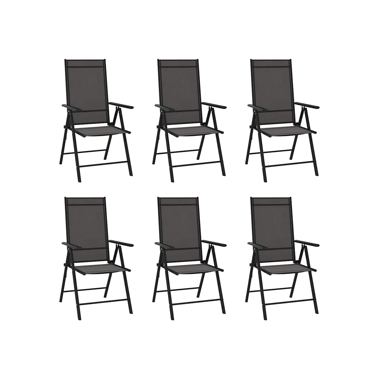 Chaises pliantes 6 pièces Textilène Noir