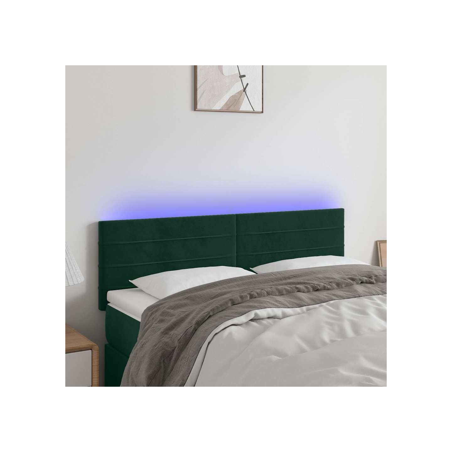 Tête de lit à LED Vert foncé 144x5x78/88 cm Velours