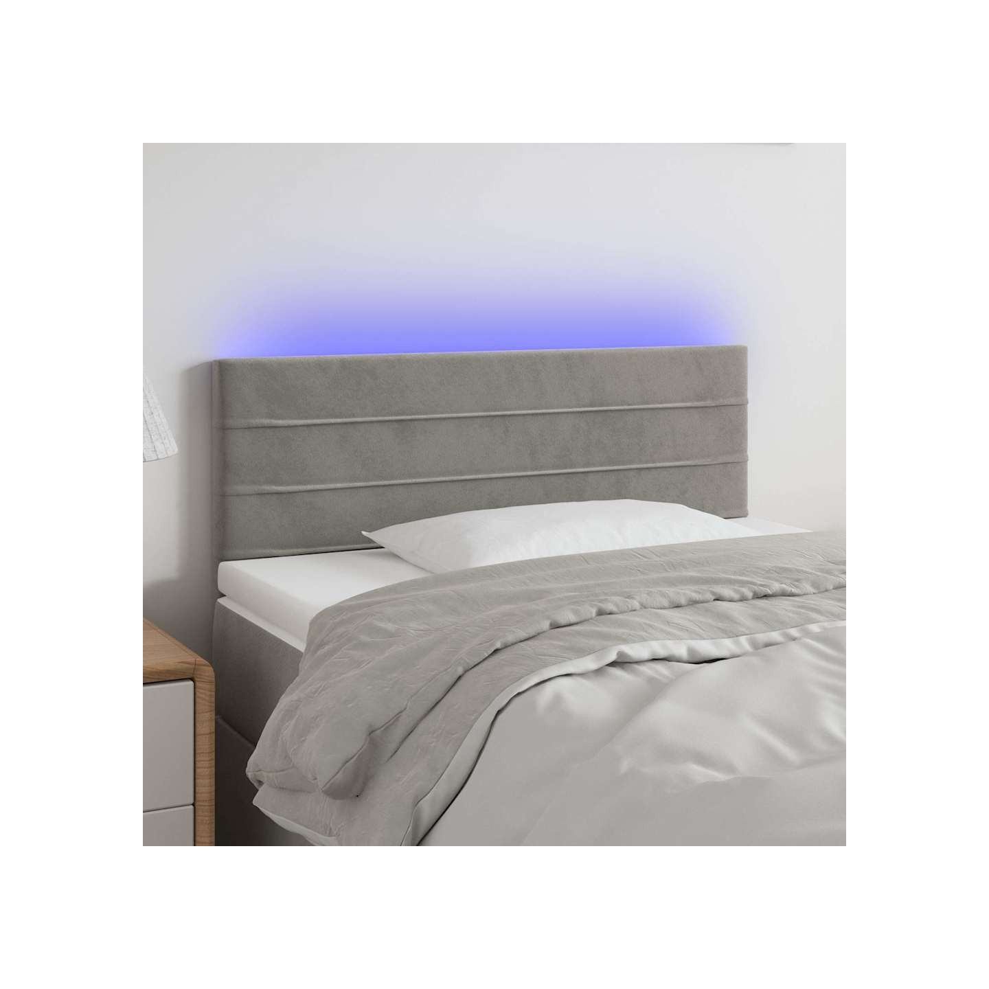 Tête de lit à LED Gris clair 100x5x78/88 cm Velours
