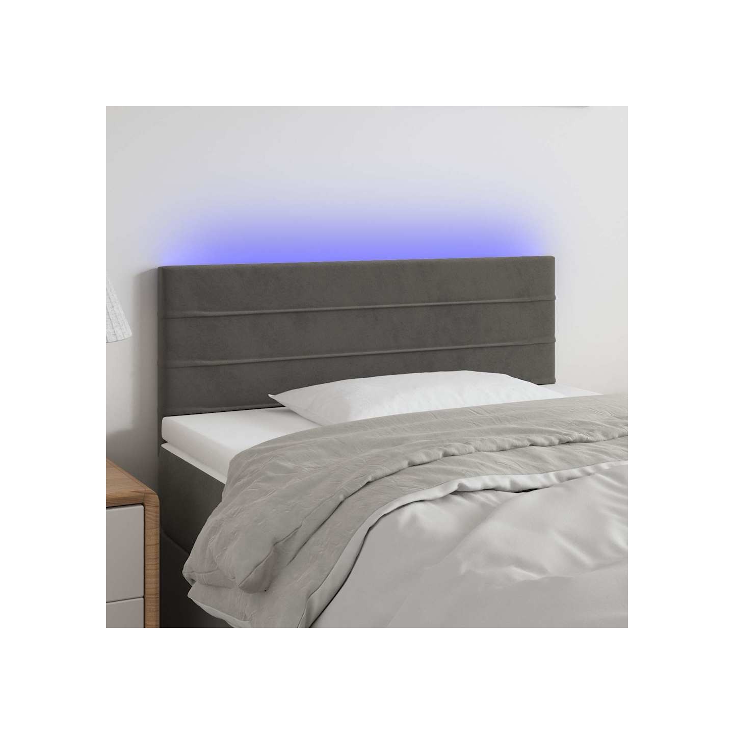 Tête de lit à LED Gris foncé 100x5x78/88 cm Velours