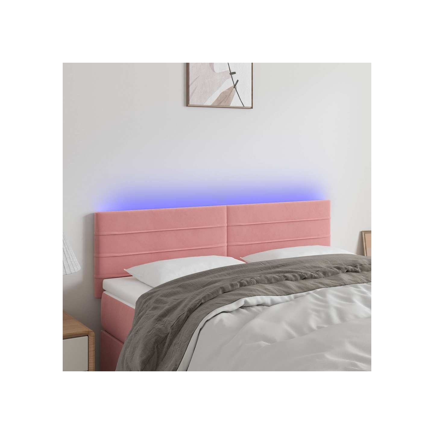 Tête de lit à LED Rose 144x5x78/88 cm Velours