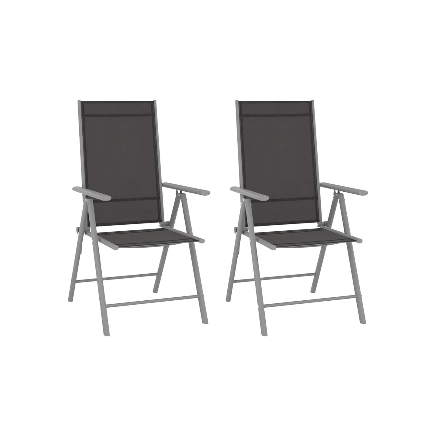 Chaises pliantes 2 pièces Textilène Noir