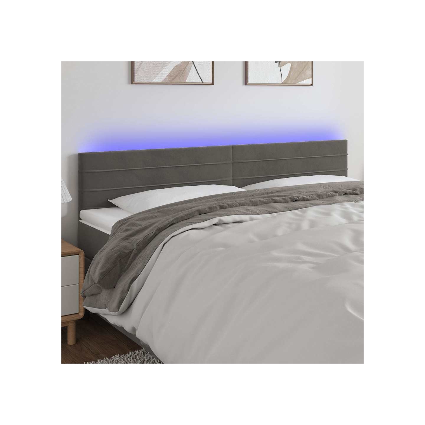 Tête de lit à LED Gris foncé 180x5x78/88 cm Velours