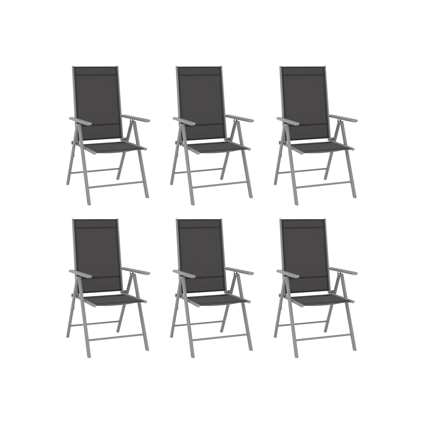 Chaises pliantes 6 pièces Textilène Noir