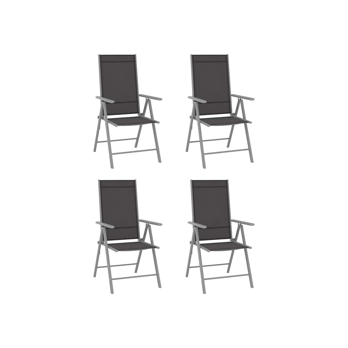 Chaises pliantes 4 pièces Textilène Noir