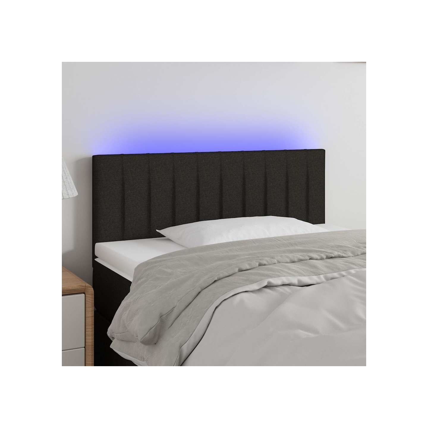 Tête de lit à LED Noir 100x5x78/88 cm Tissu