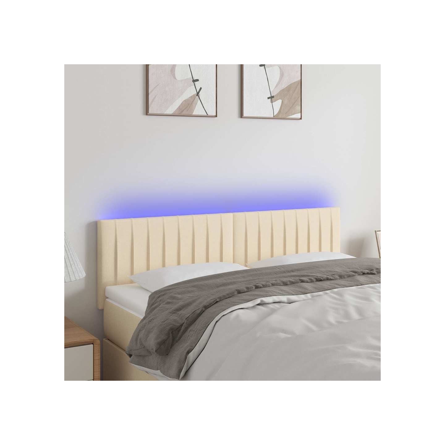 Tête de lit à LED Crème 144x5x78/88 cm Tissu