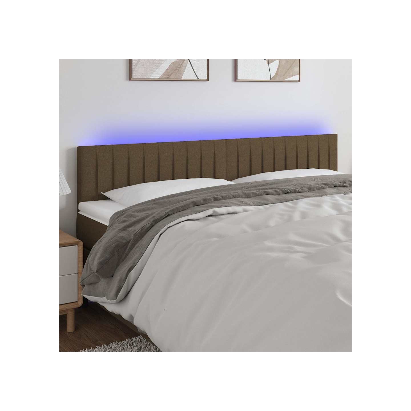 Tête de lit à LED Marron Foncé 180x5x78/88 cm Tissu