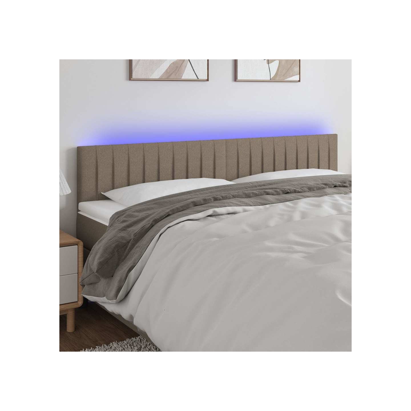 Tête de lit à LED Taupe 200x5x78/88 cm Tissu