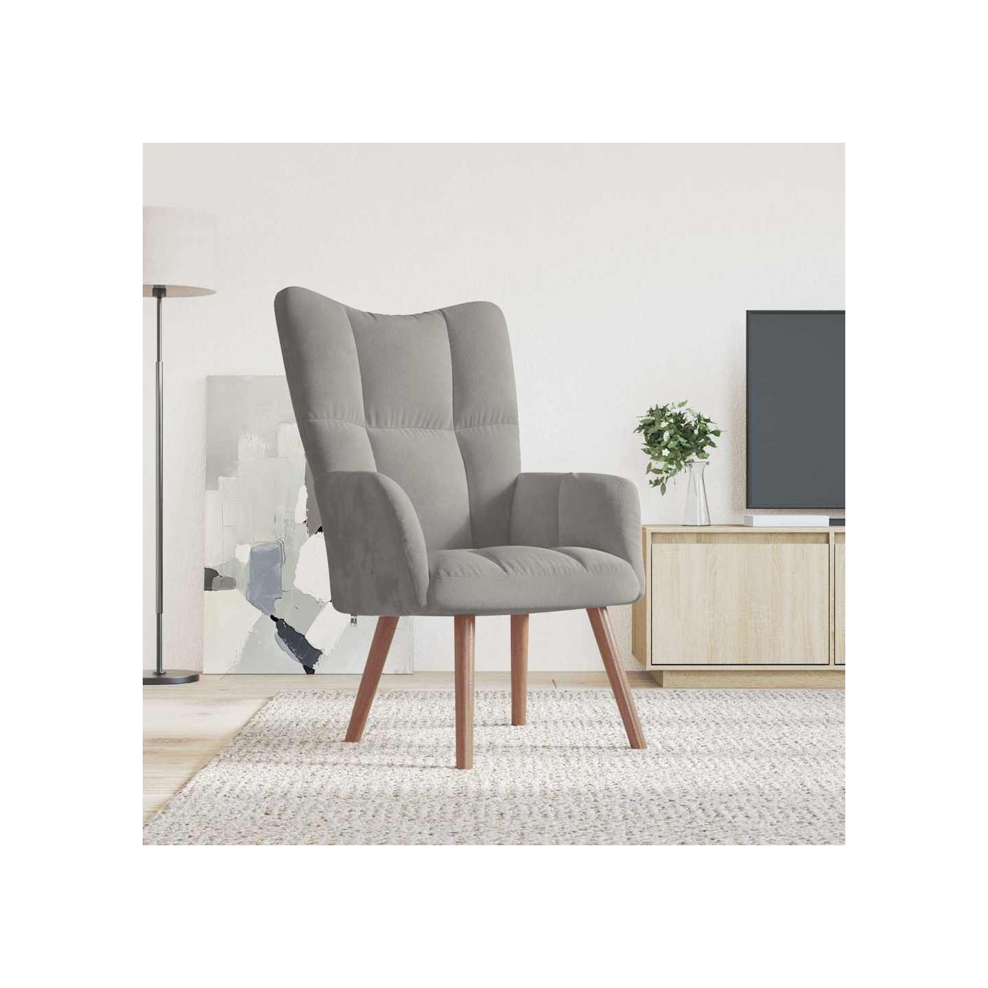 Chaise de relaxation Gris clair Velours