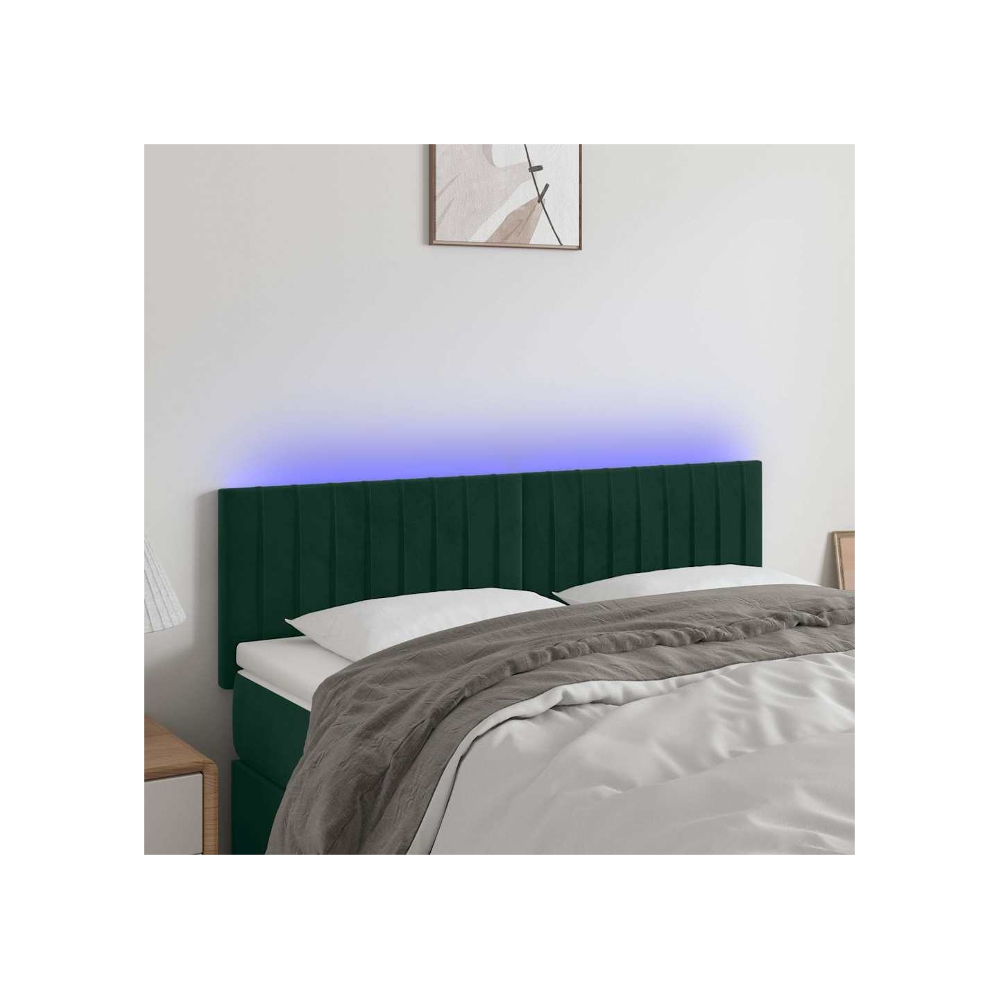 Tête de lit à LED Vert foncé 144x5x78/88 cm Velours