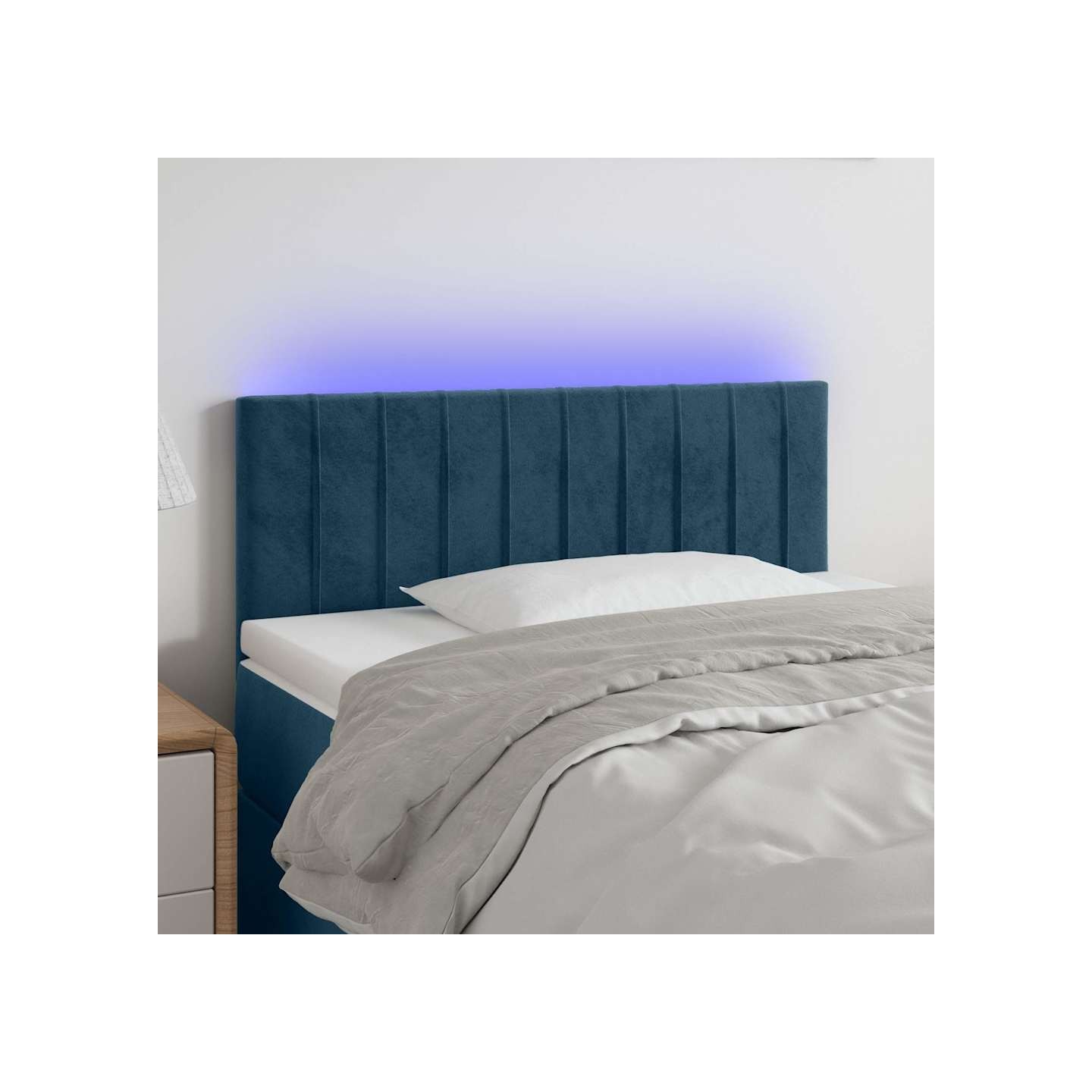 Tête de lit à LED Bleu foncé 100x5x78/88 cm Velours