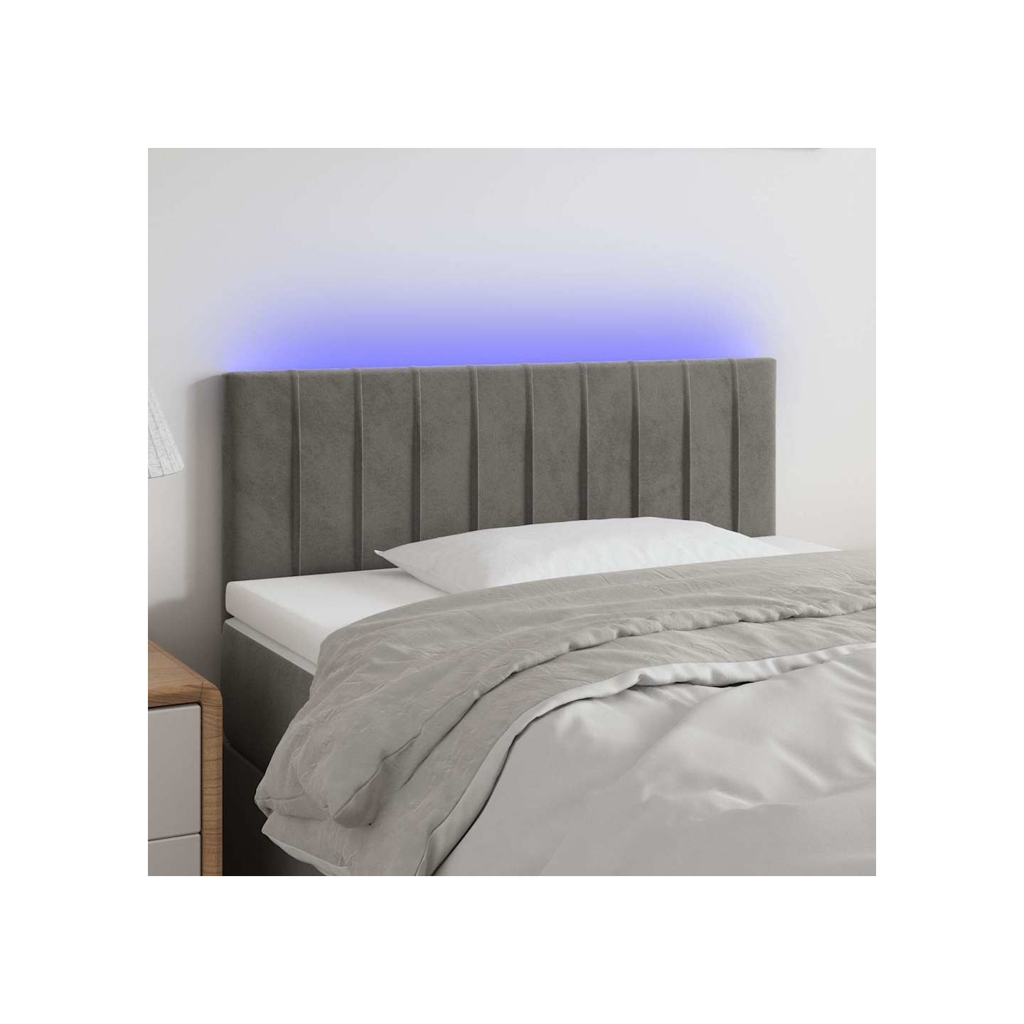 Tête de lit à LED Gris clair 100x5x78/88 cm Velours