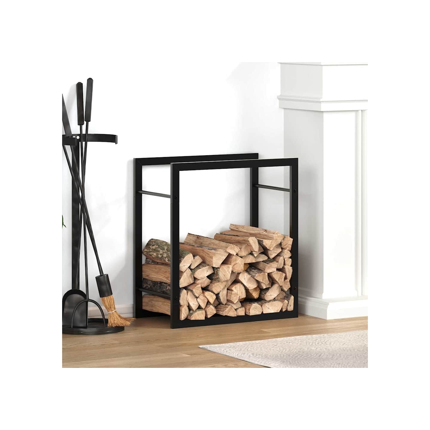 Portant de bois de chauffage Noir mat 50x28x56 cm Acier