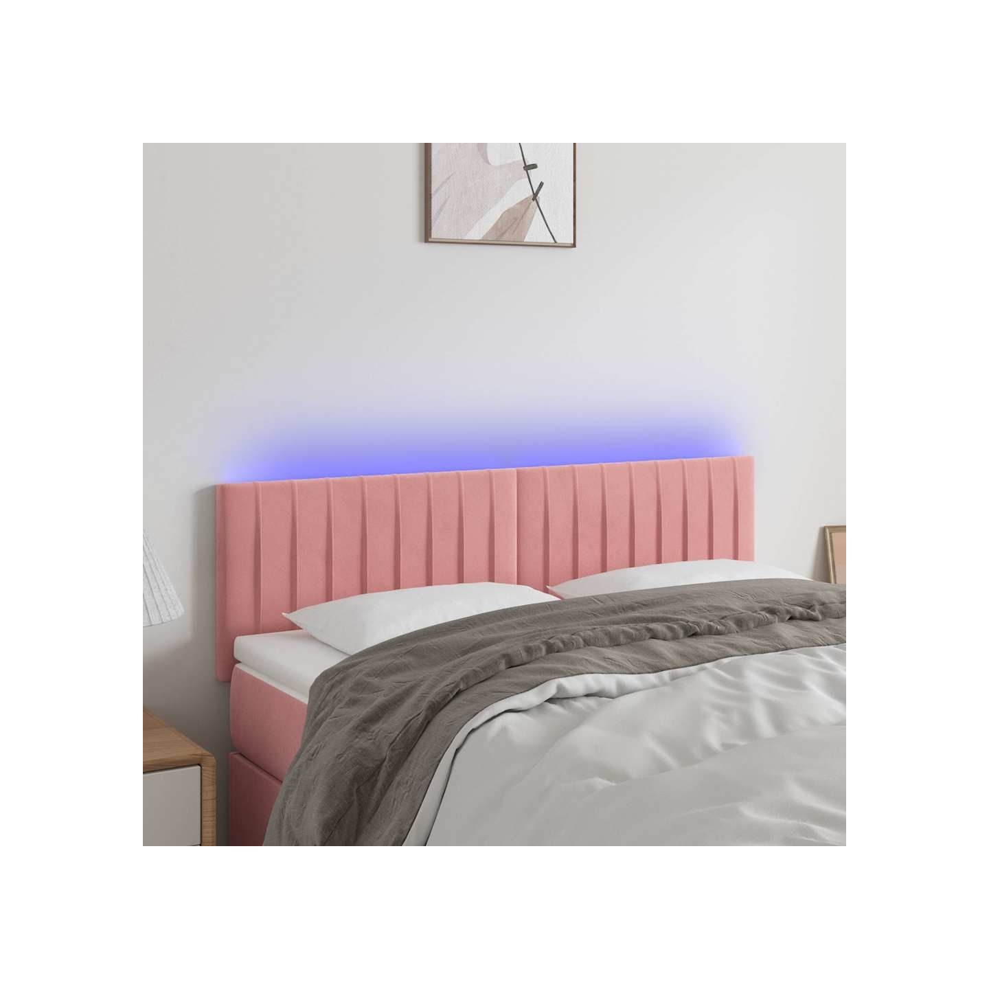 Tête de lit à LED Rose 144x5x78/88 cm Velours