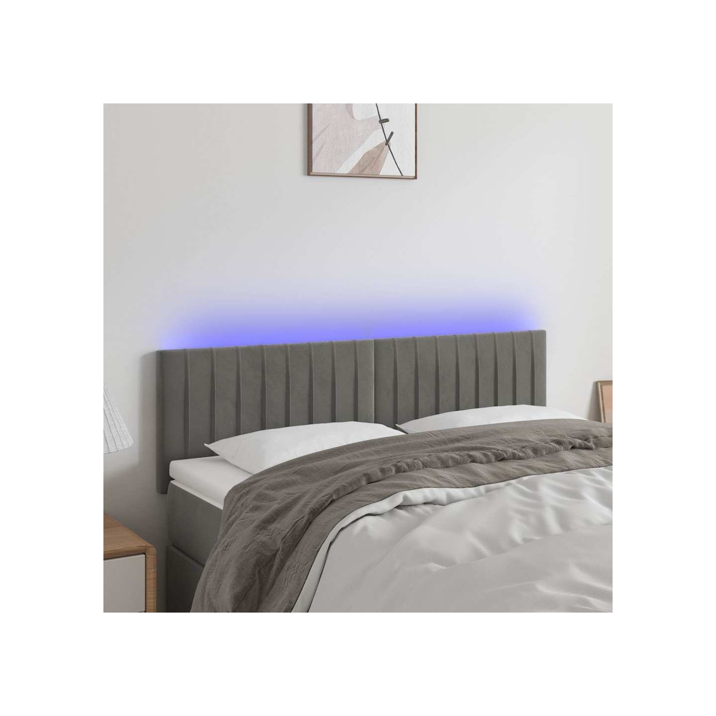Tête de lit à LED Gris clair 144x5x78/88 cm Velours