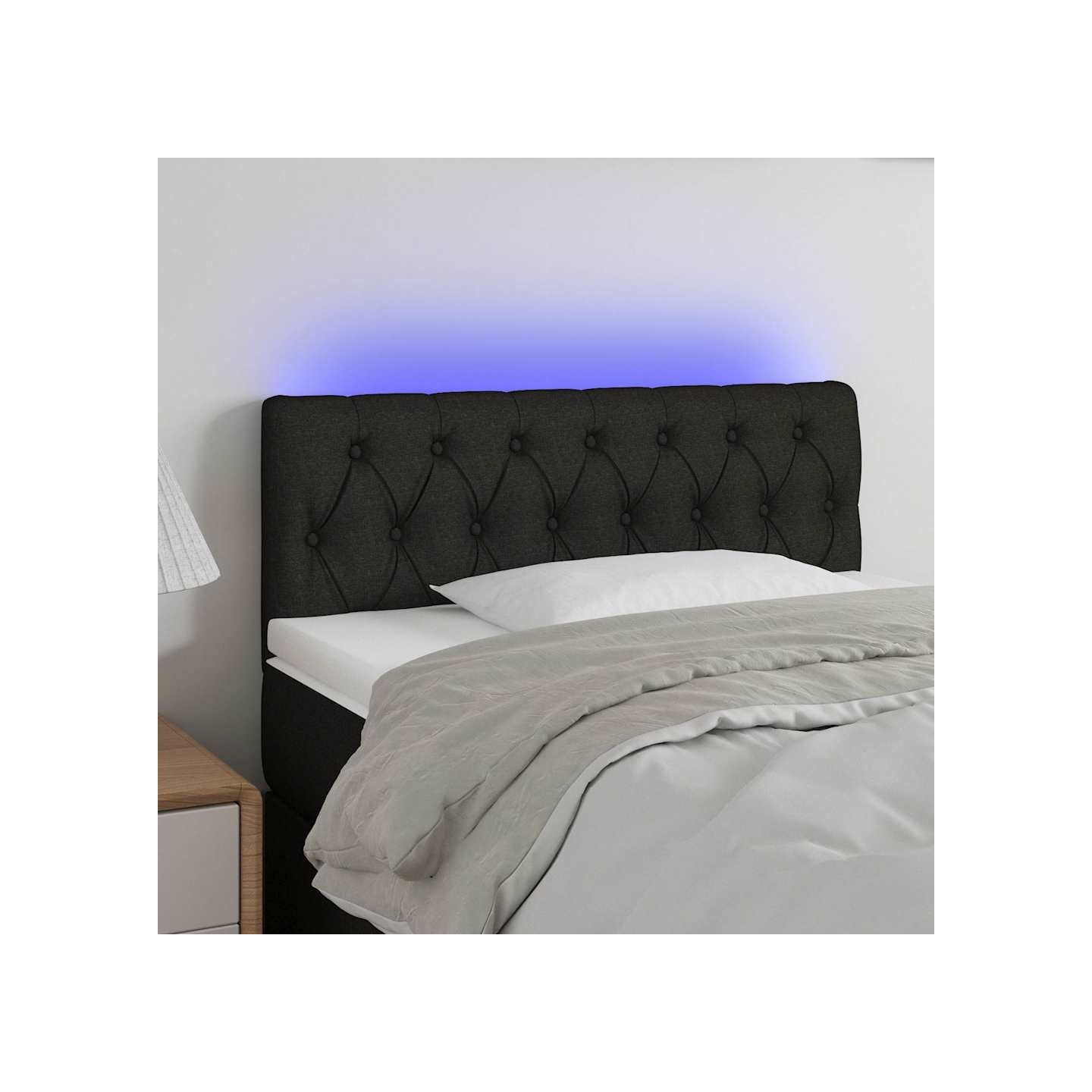 Tête de lit à LED Noir 90x7x78/88 cm Tissu