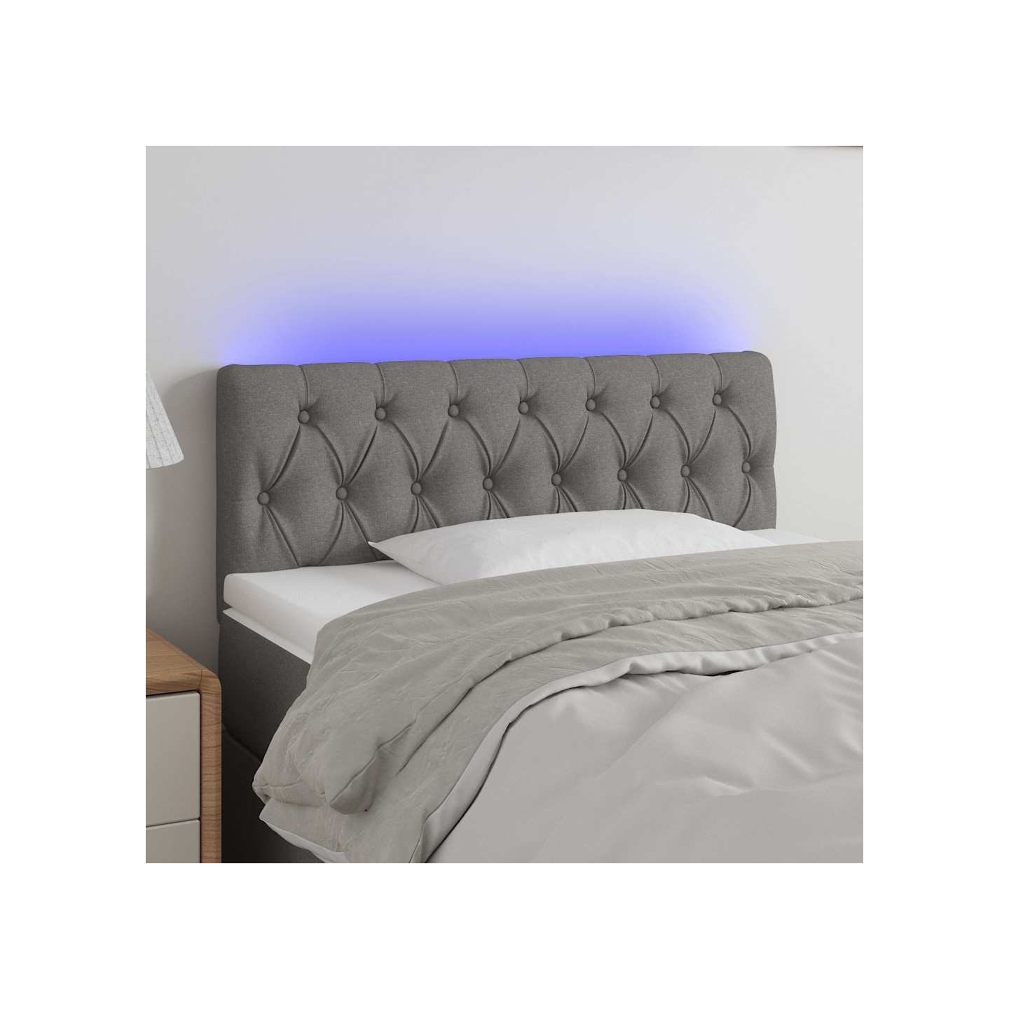 Tête de lit à LED Gris foncé 100x7x78/88 cm Tissu