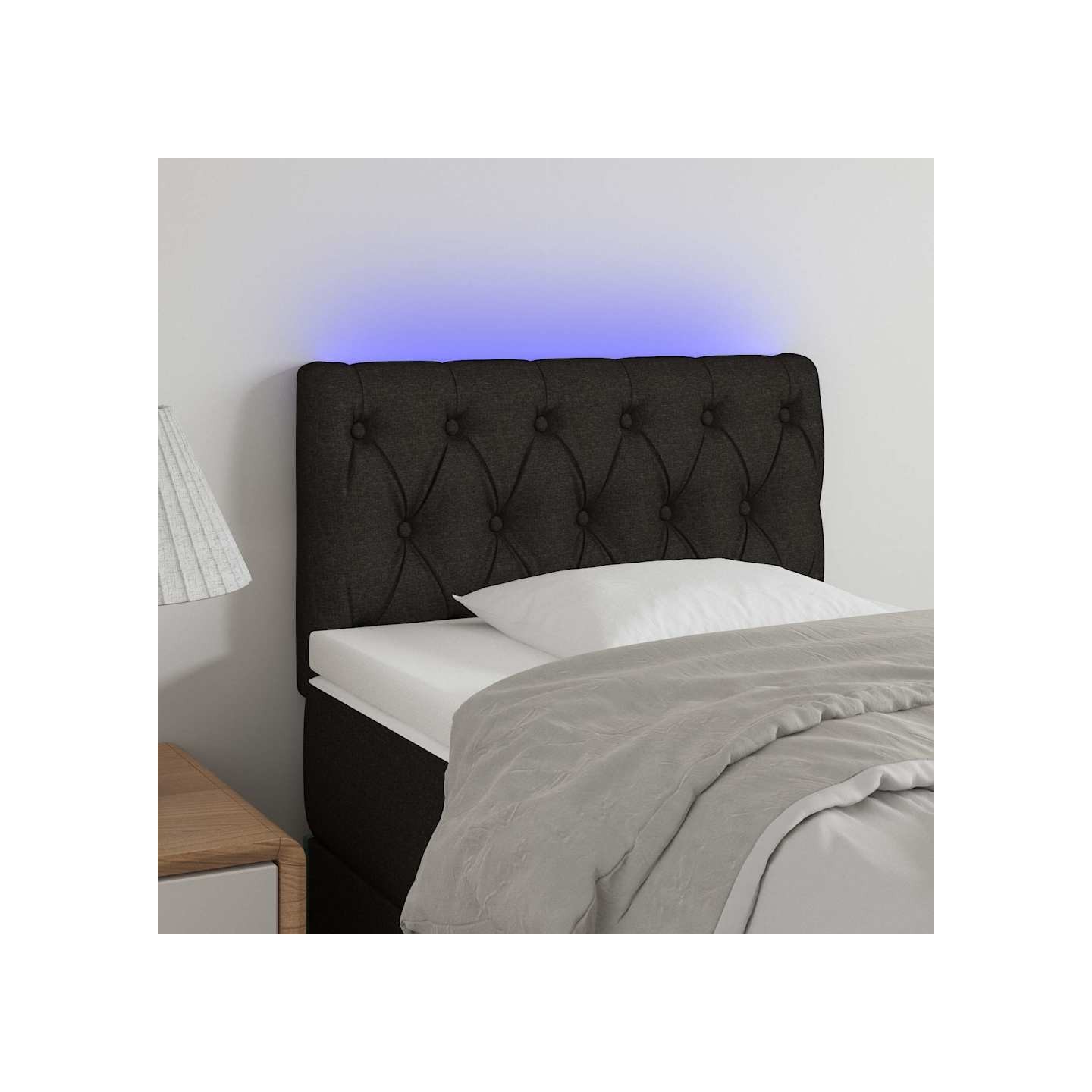 Tête de lit à LED Noir 80x7x78/88 cm Tissu