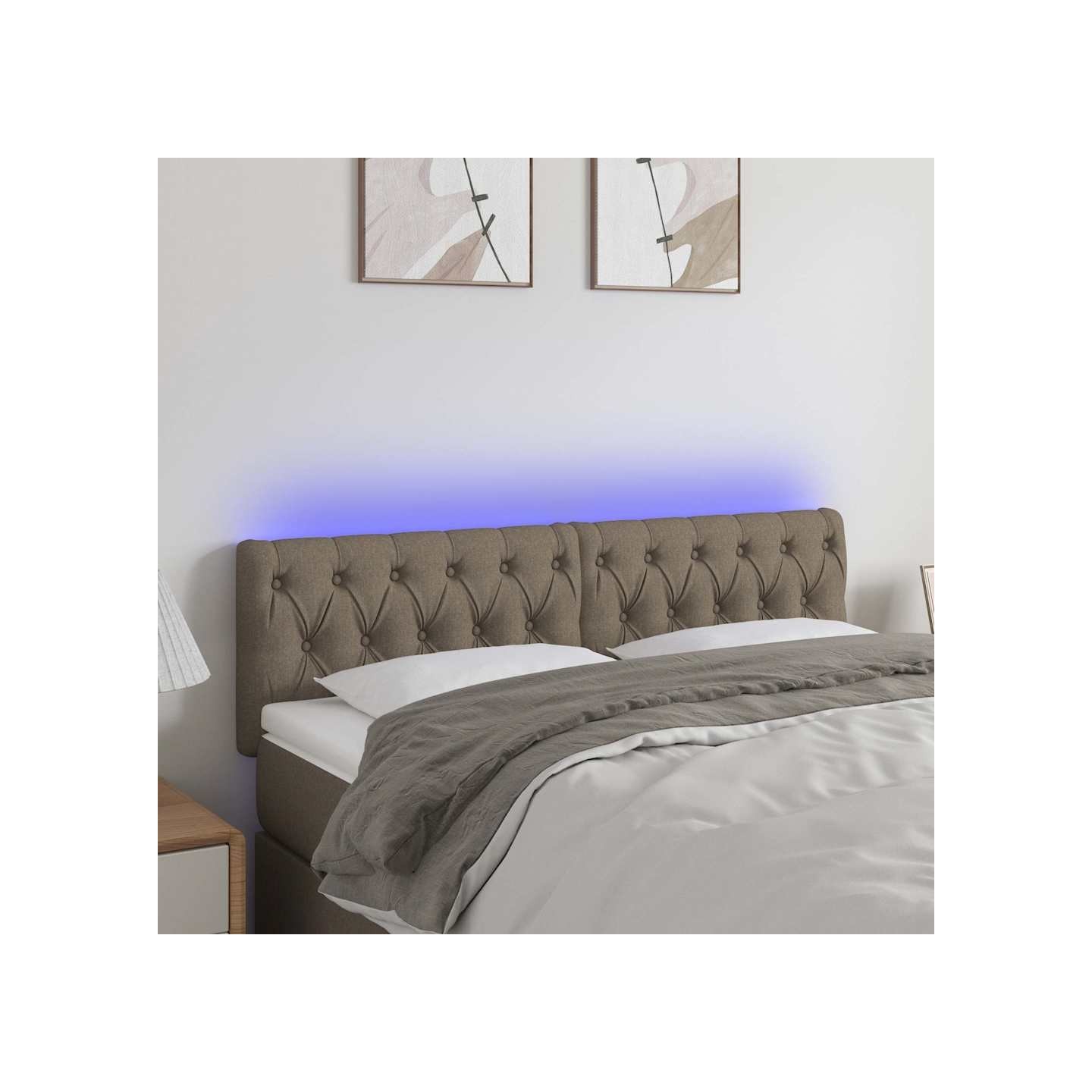 Tête de lit à LED Taupe 160x7x78/88 cm Tissu