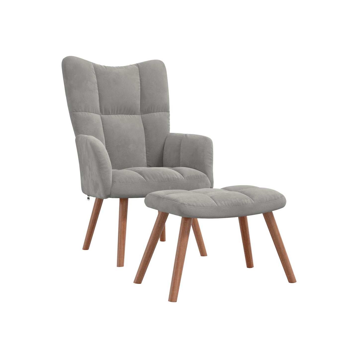 Chaise de relaxation avec repose-pied Gris clair Velours