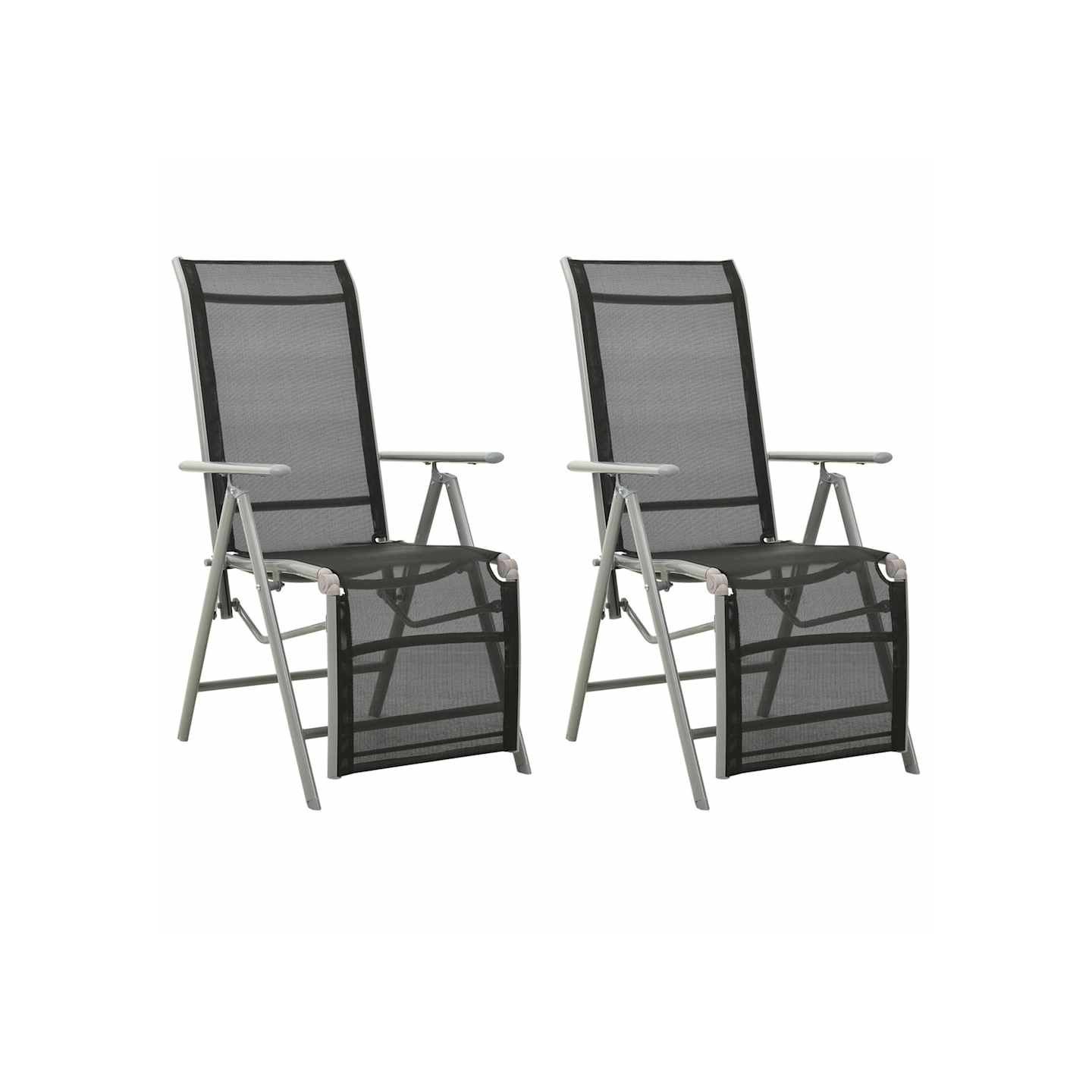 Chaises de jardin lot de 2 Textilène et aluminium Argenté