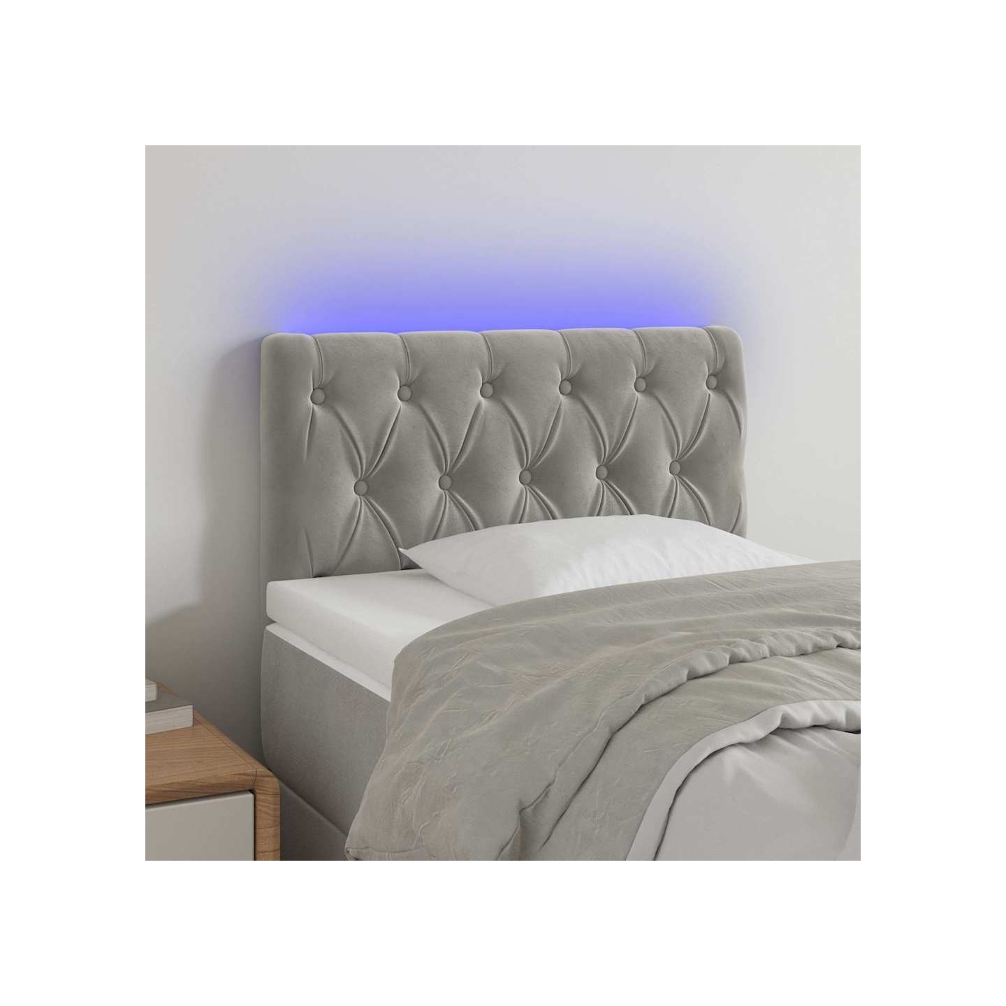 Tête de lit à LED Gris clair 80x7x78/88 cm Velours
