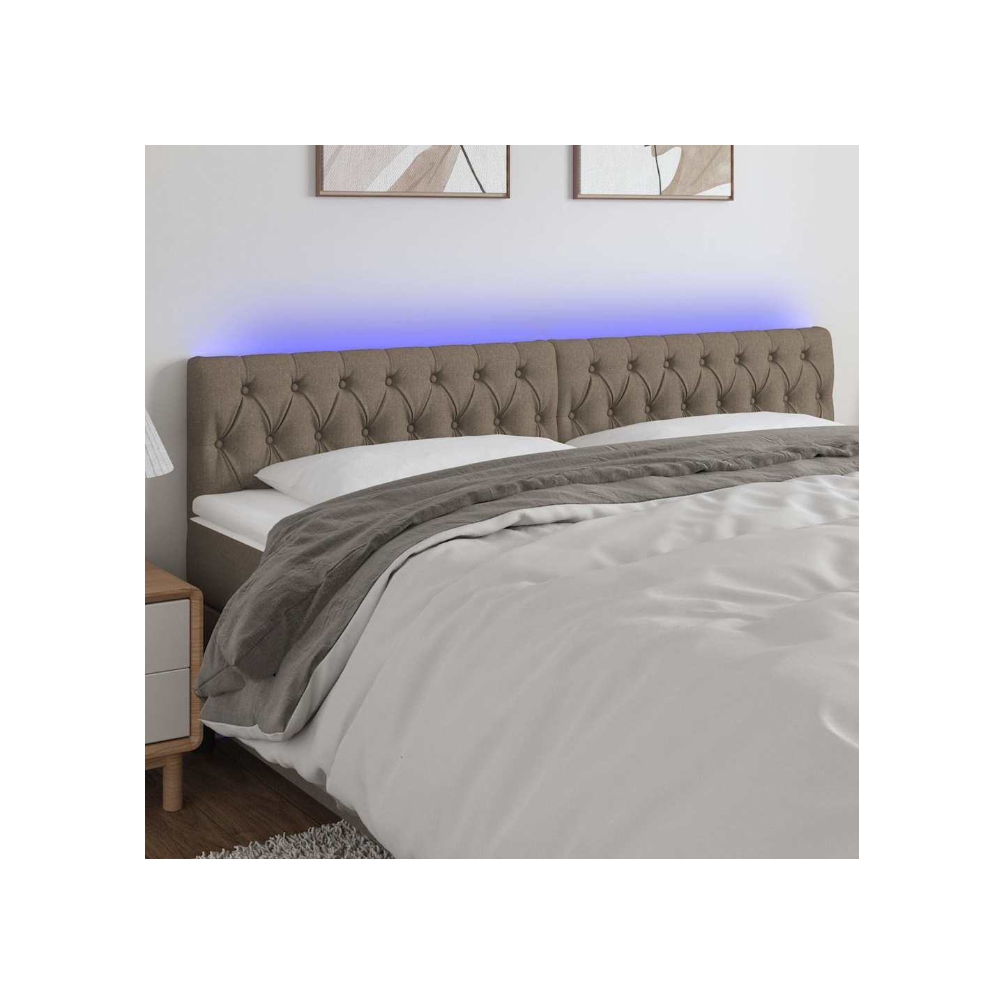 Tête de lit à LED Taupe 180x7x78/88 cm Tissu