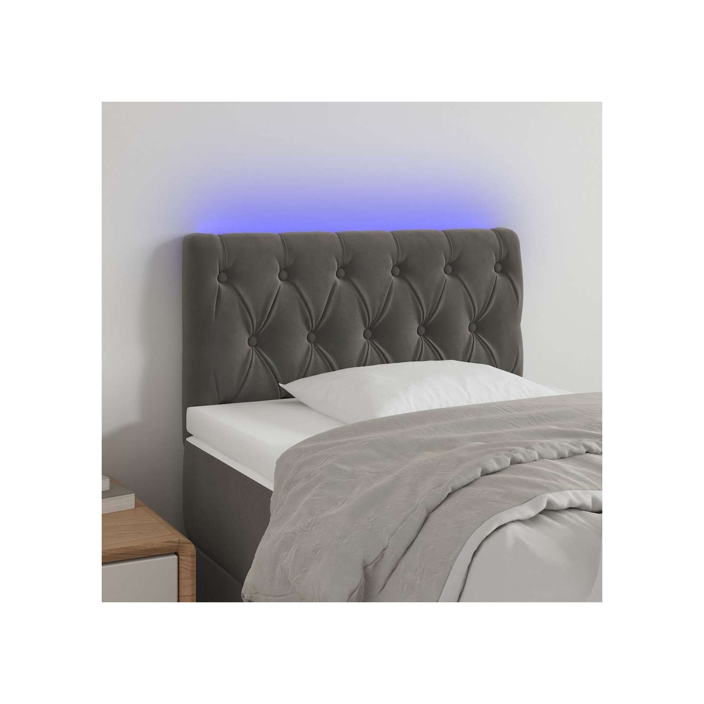 Tête de lit à LED Gris foncé 80x7x78/88 cm Velours