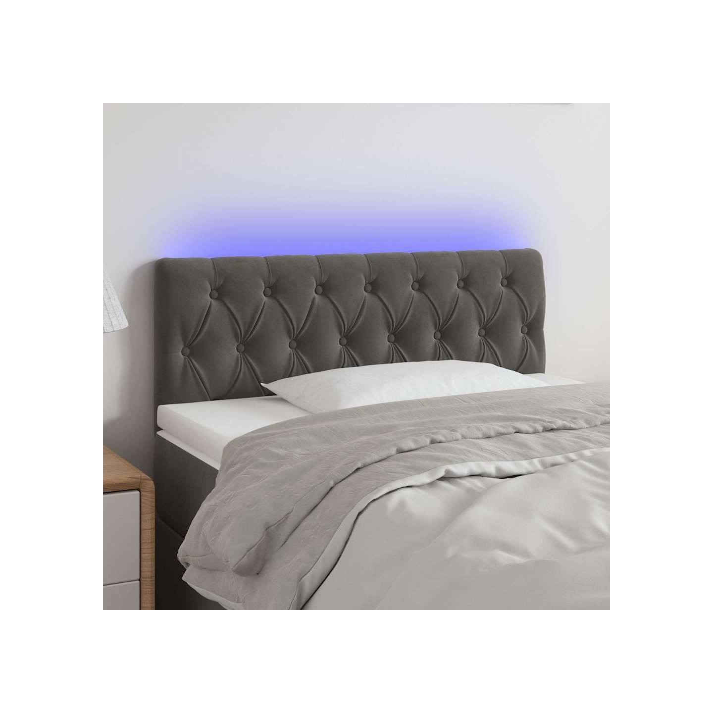 Tête de lit à LED Gris foncé 100x7x78/88 cm Velours
