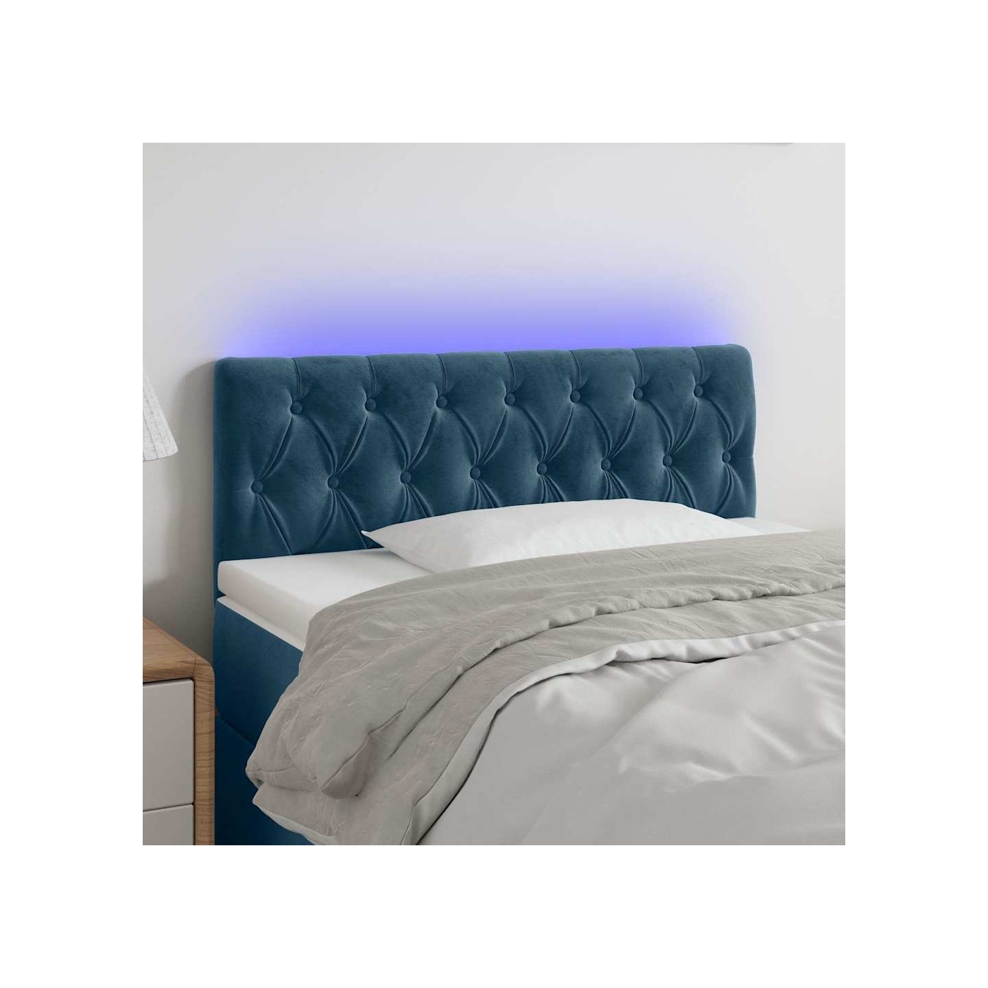 Tête de lit à LED Bleu foncé 90x7x78/88 cm Velours