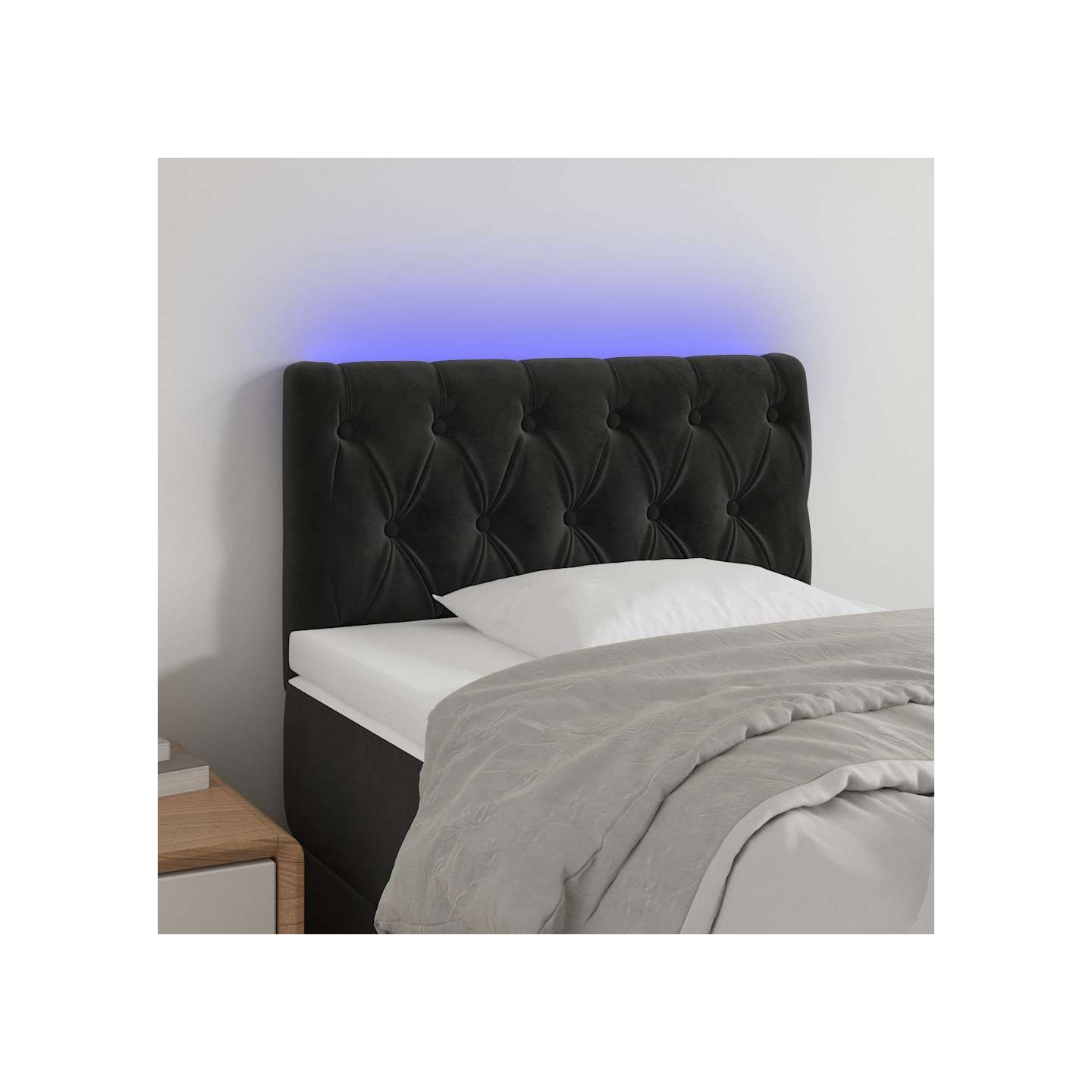 Tête de lit à LED Noir 80x7x78/88 cm Velours