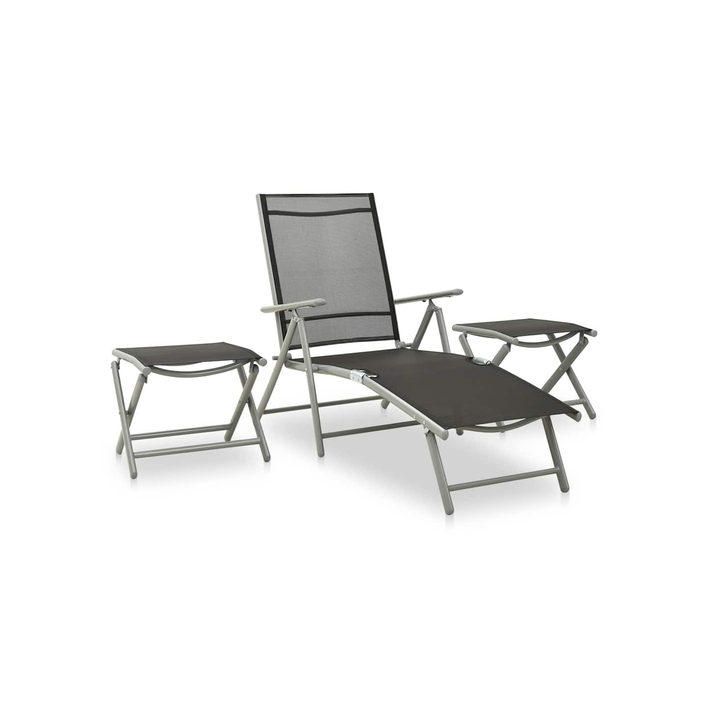 Salon de jardin 3 pcs textilène et aluminium argenté