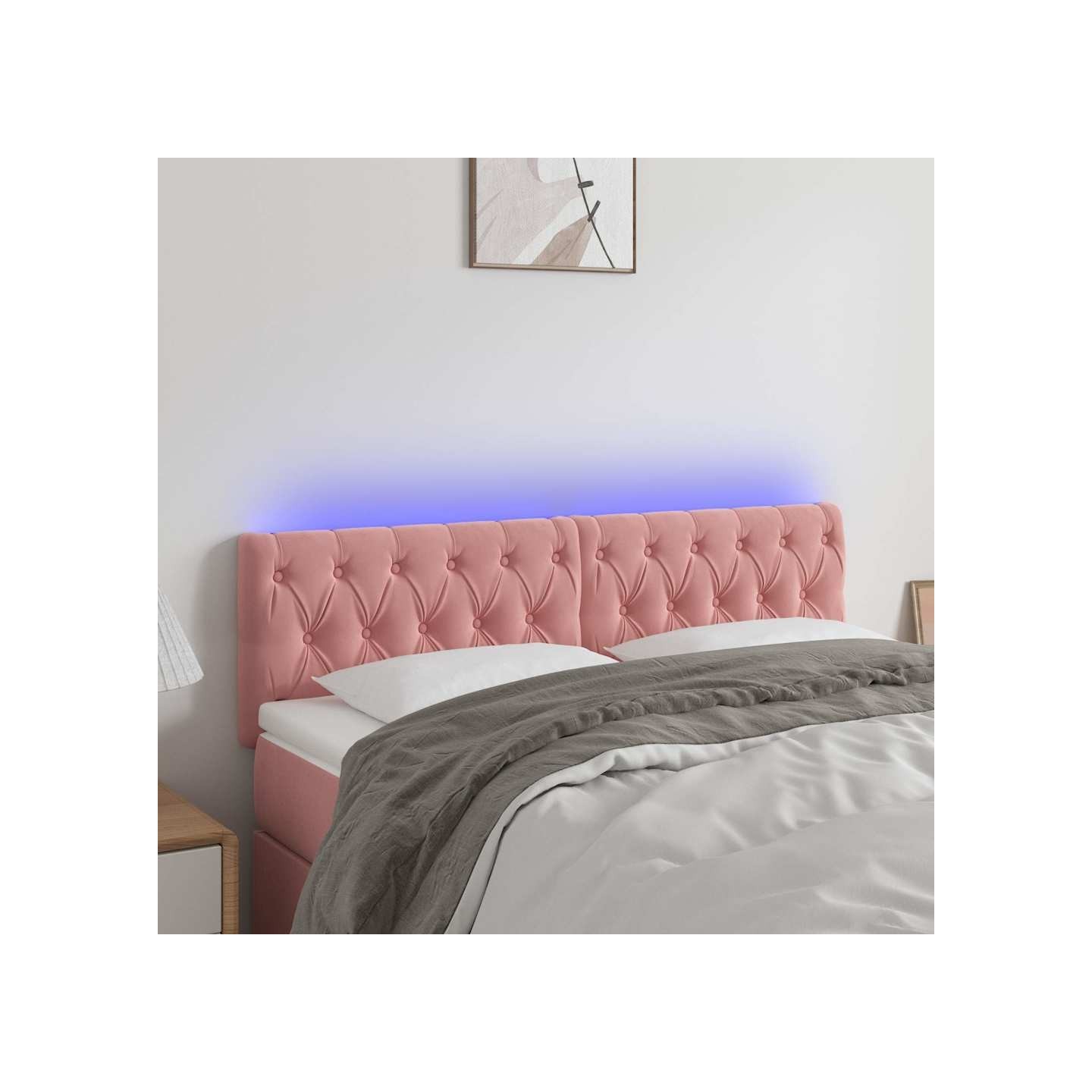 Tête de lit à LED Rose 144x7x78/88 cm Velours