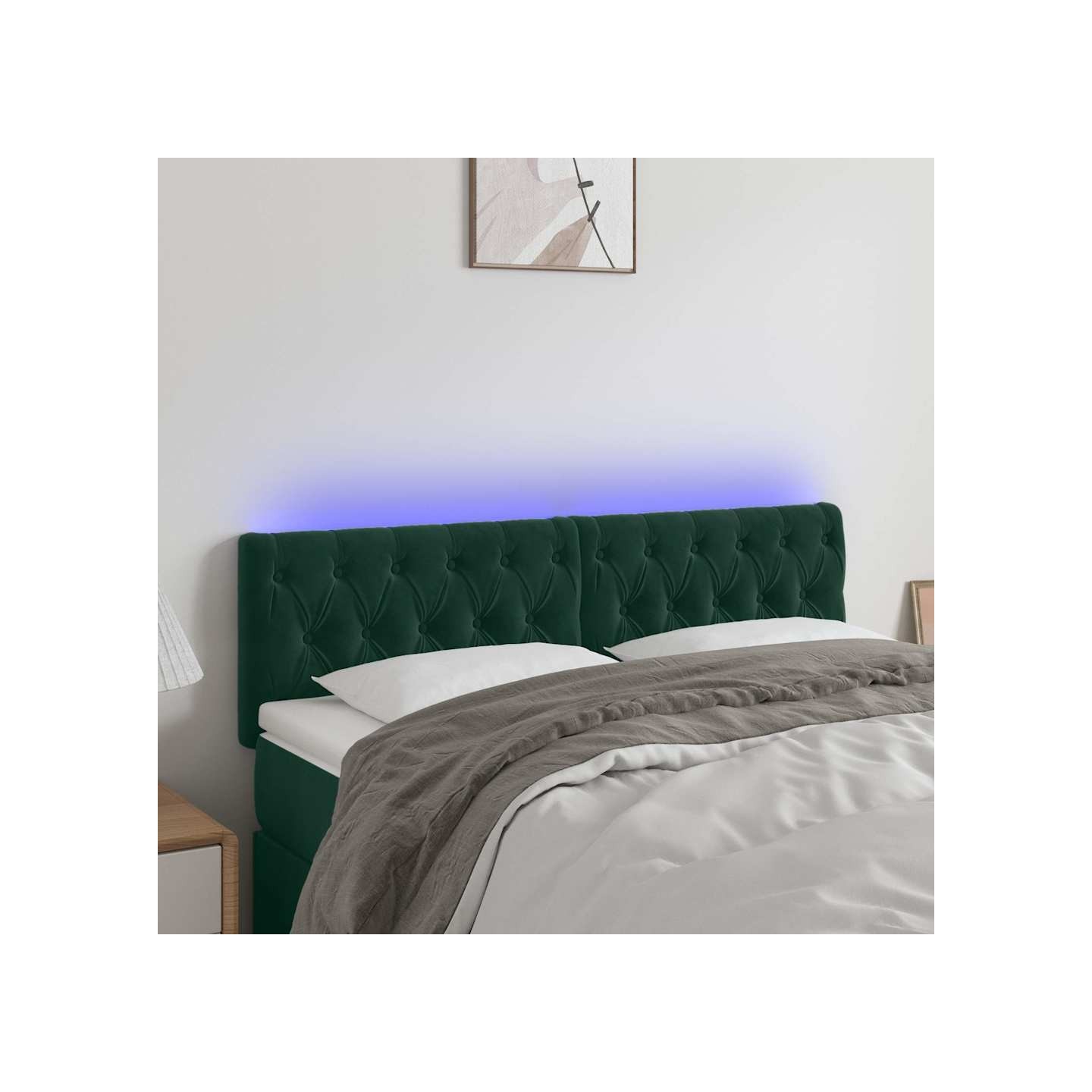 Tête de lit à LED Vert foncé 144x7x78/88 cm Velours