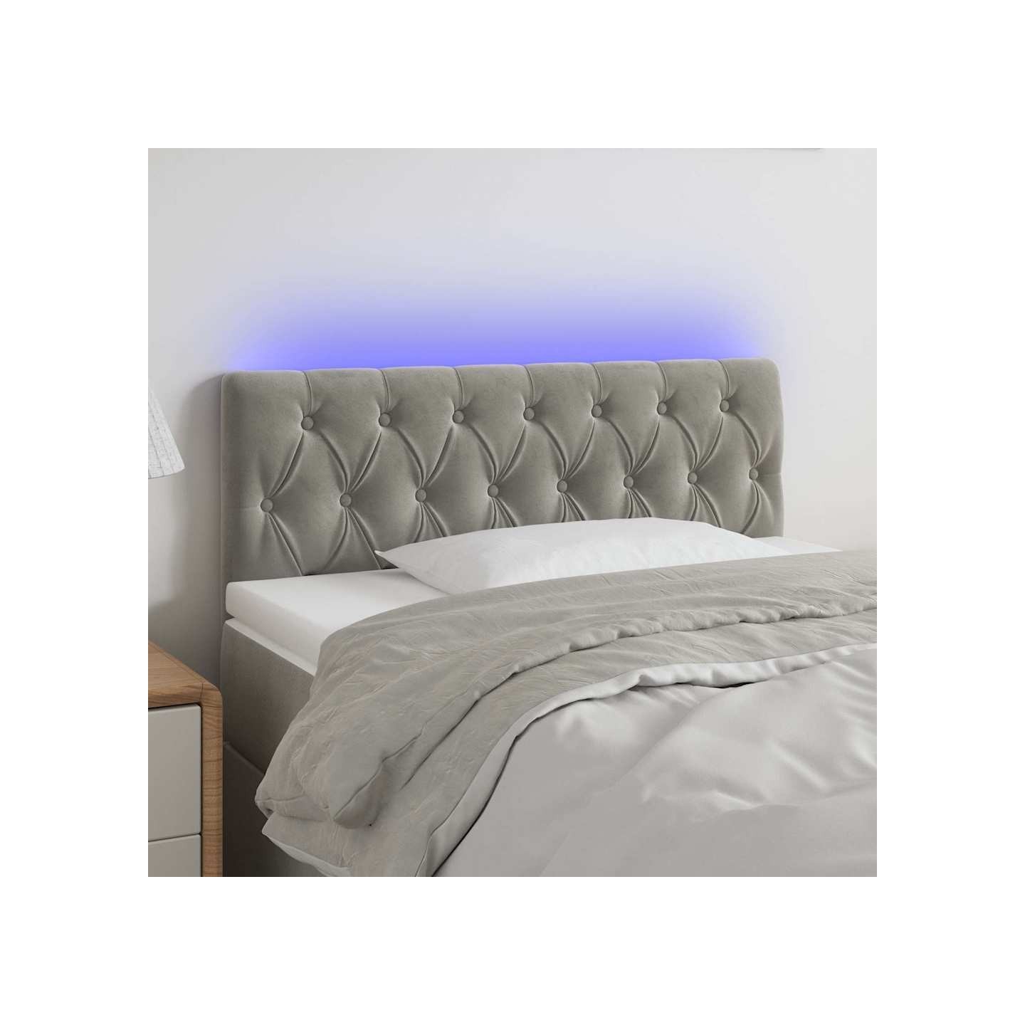 Tête de lit à LED Gris clair 100x7x78/88 cm Velours