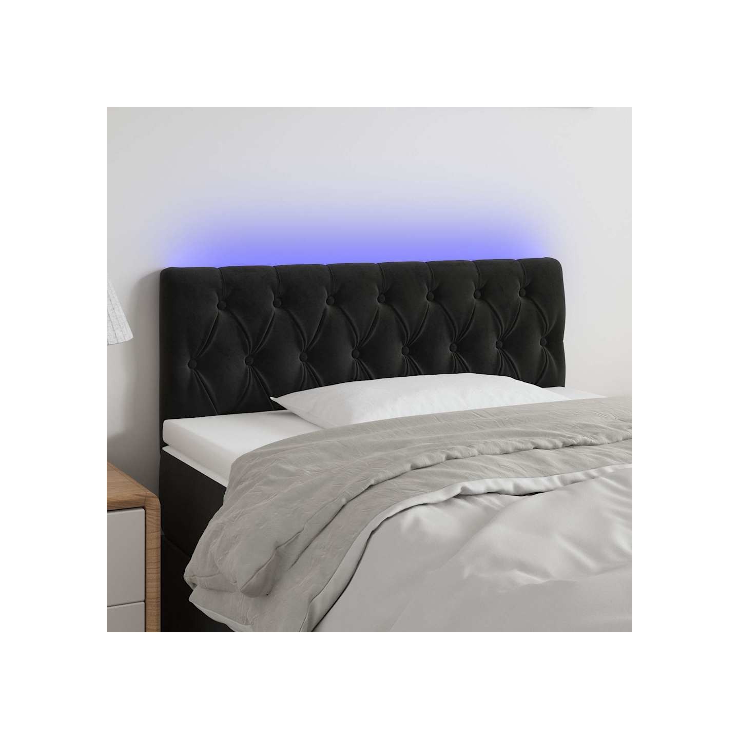Tête de lit à LED Noir 90x7x78/88 cm Velours
