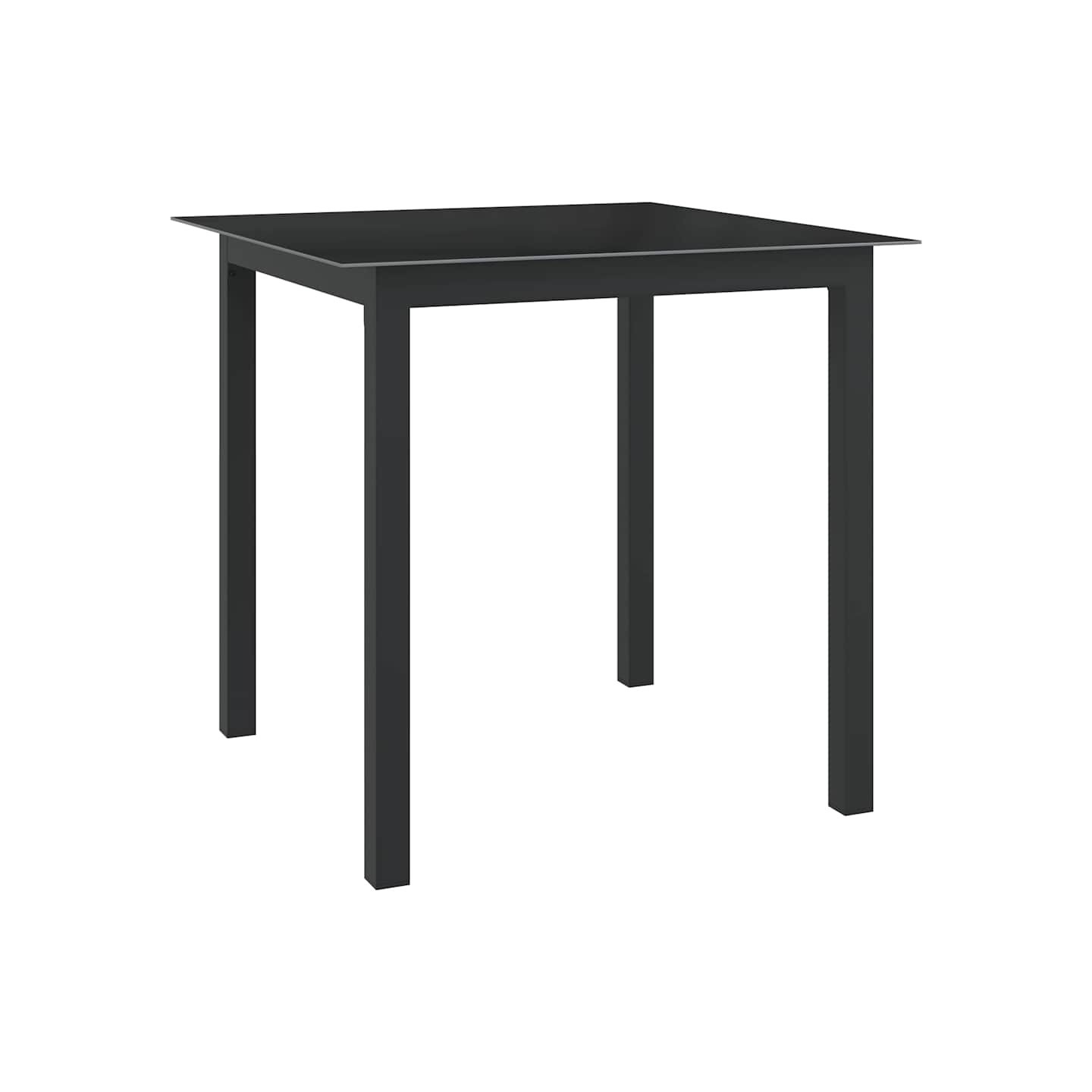 Table de jardin Noir 80x80x74 cm Aluminium et verre