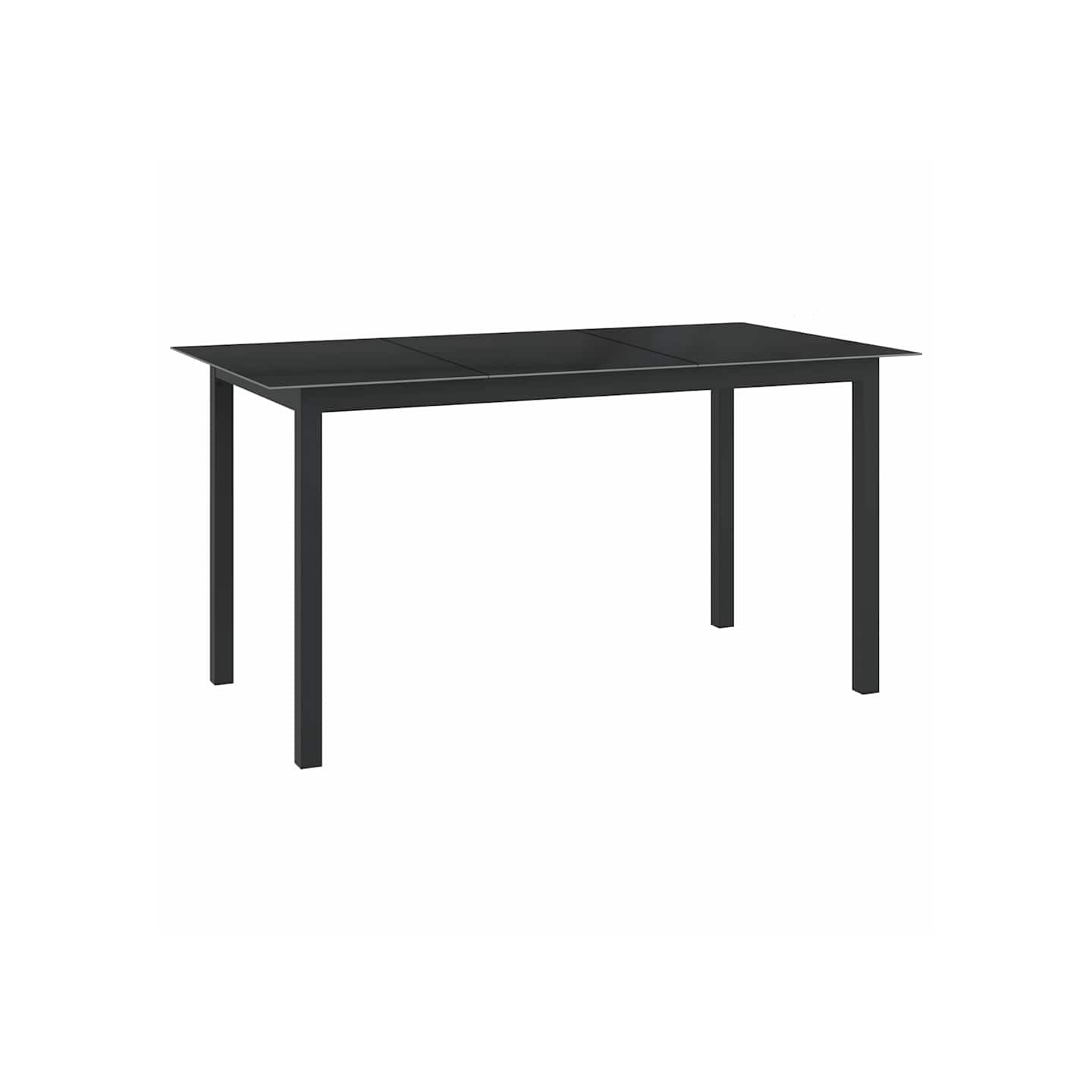Table de jardin Noir 150x90x74 cm Aluminium et verre