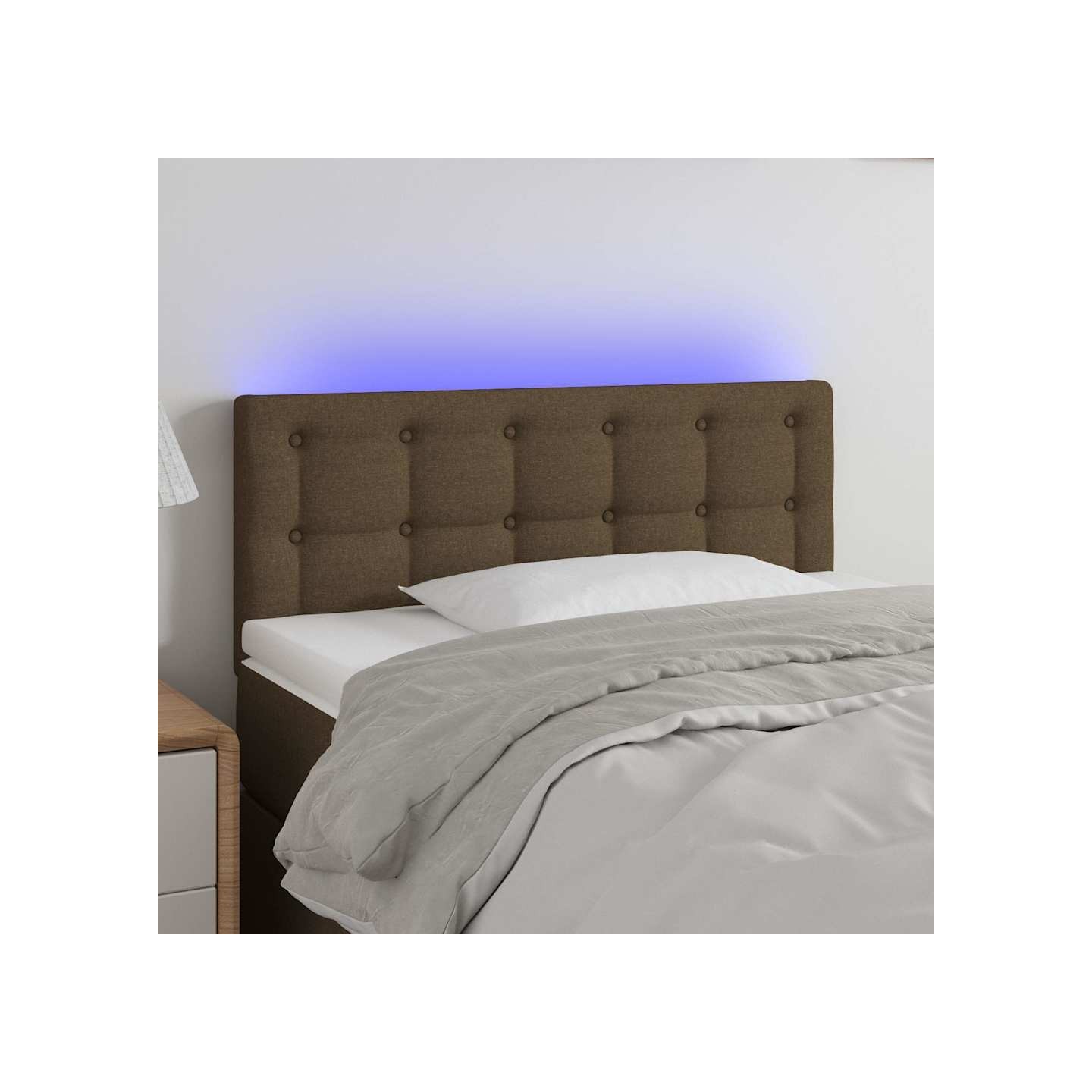 Tête de lit à LED Marron Foncé 80x5x78/88 cm Tissu