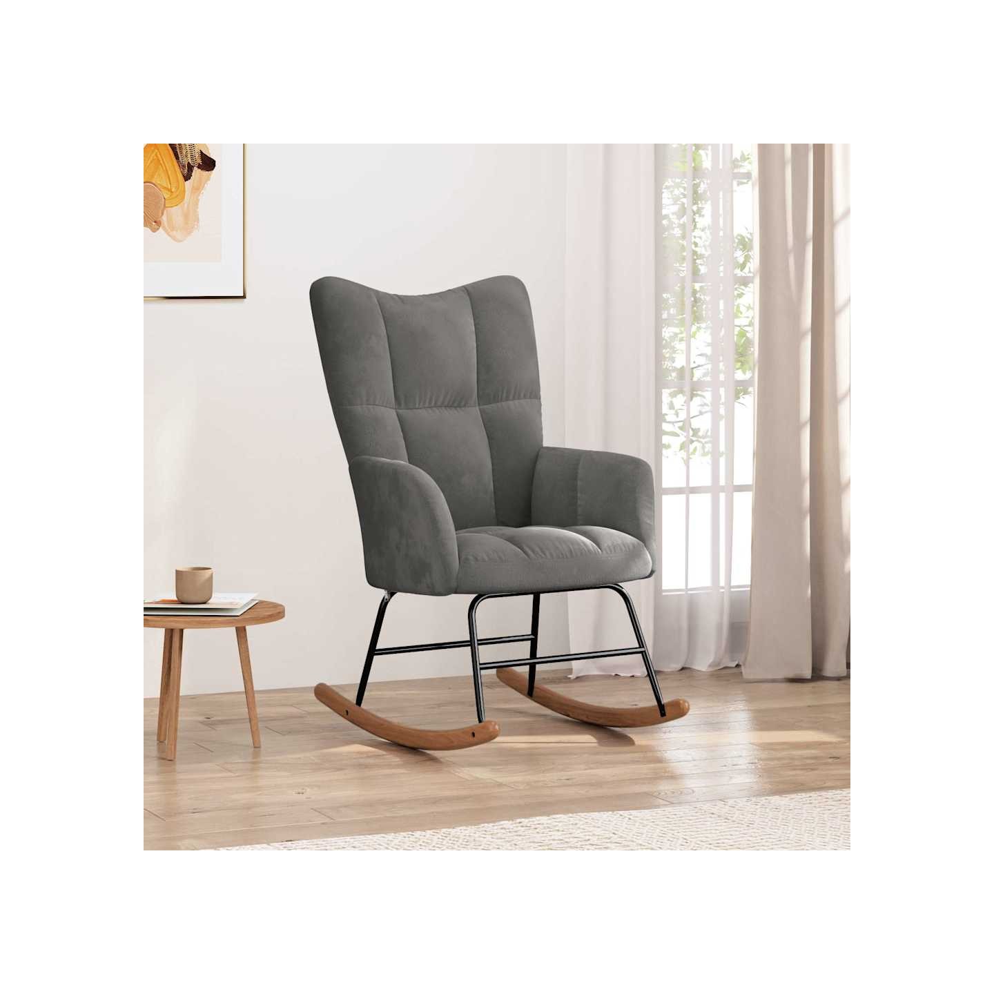 Chaise à bascule Gris foncé Velours