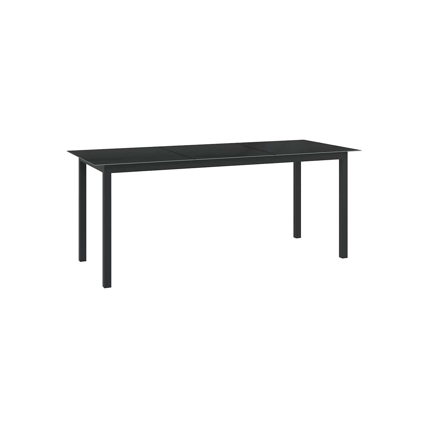 Table de jardin Noir 190x90x74 cm Aluminium et verre
