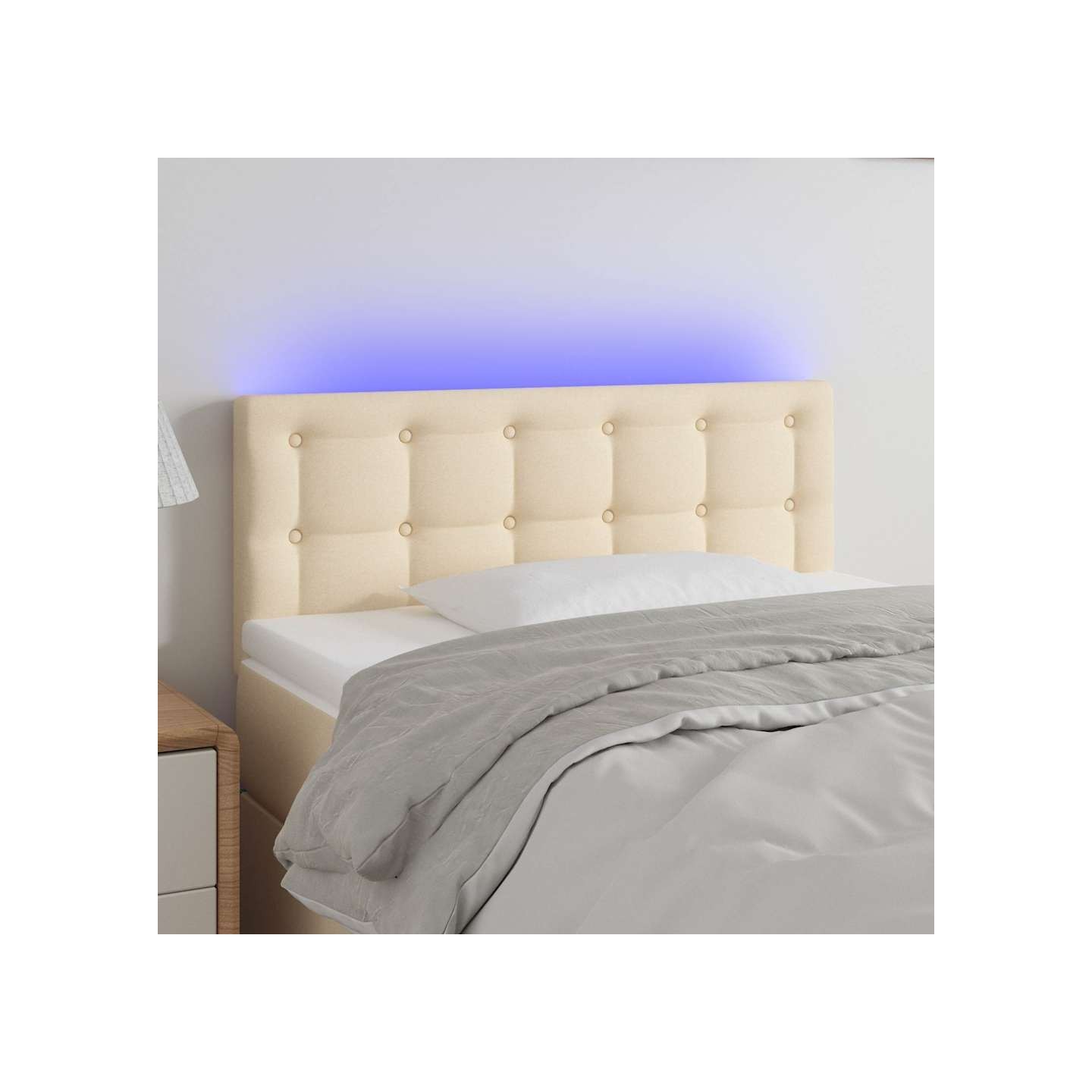 Tête de lit à LED Crème 90x5x78/88 cm Tissu
