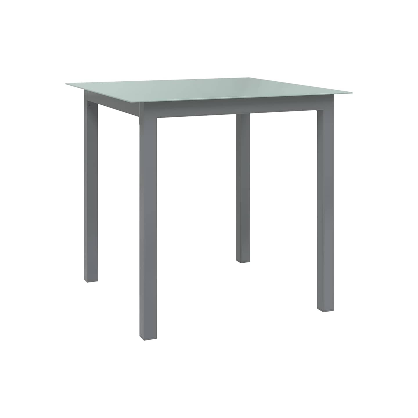 Table de jardin Gris clair 80x80x74 cm Aluminium et verre