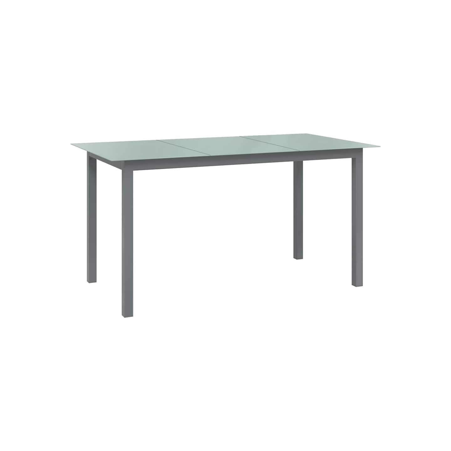 Table de jardin Gris clair 150x90x74 cm Aluminium et verre