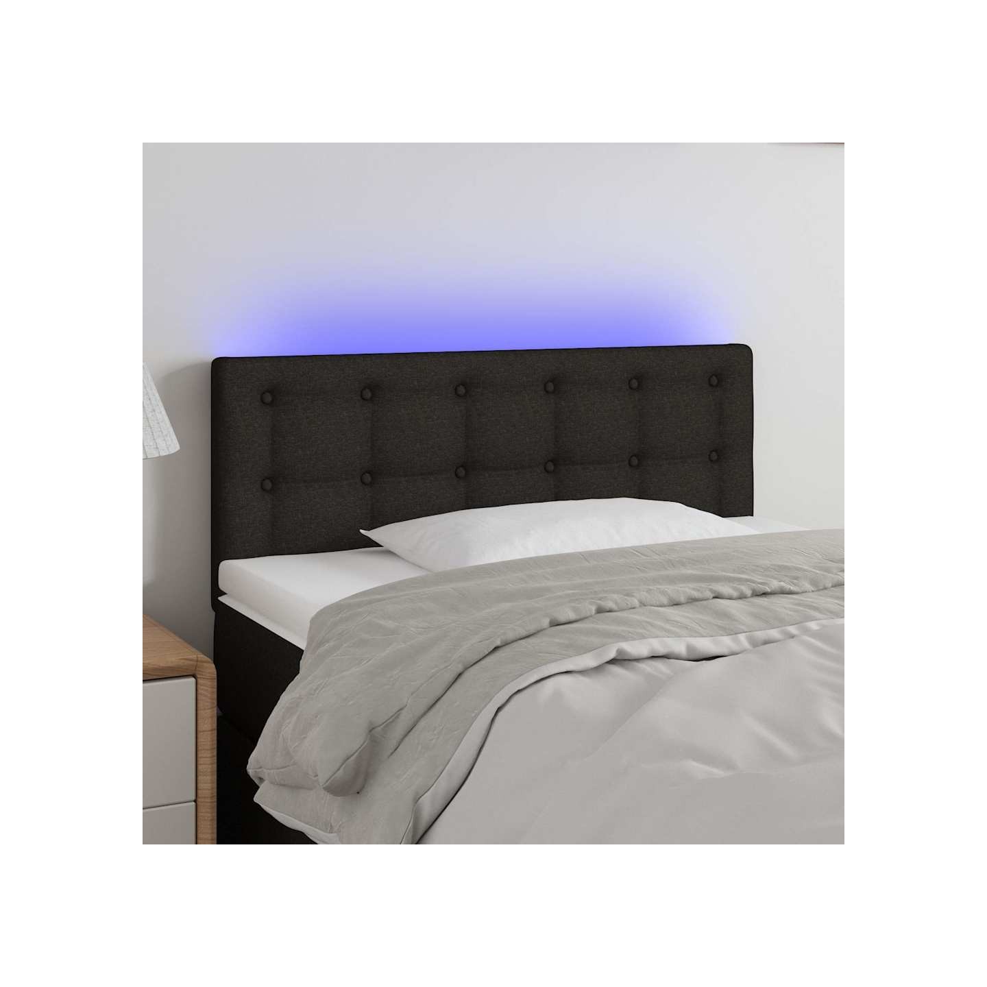 Tête de lit à LED Noir 100x5x78/88 cm Tissu