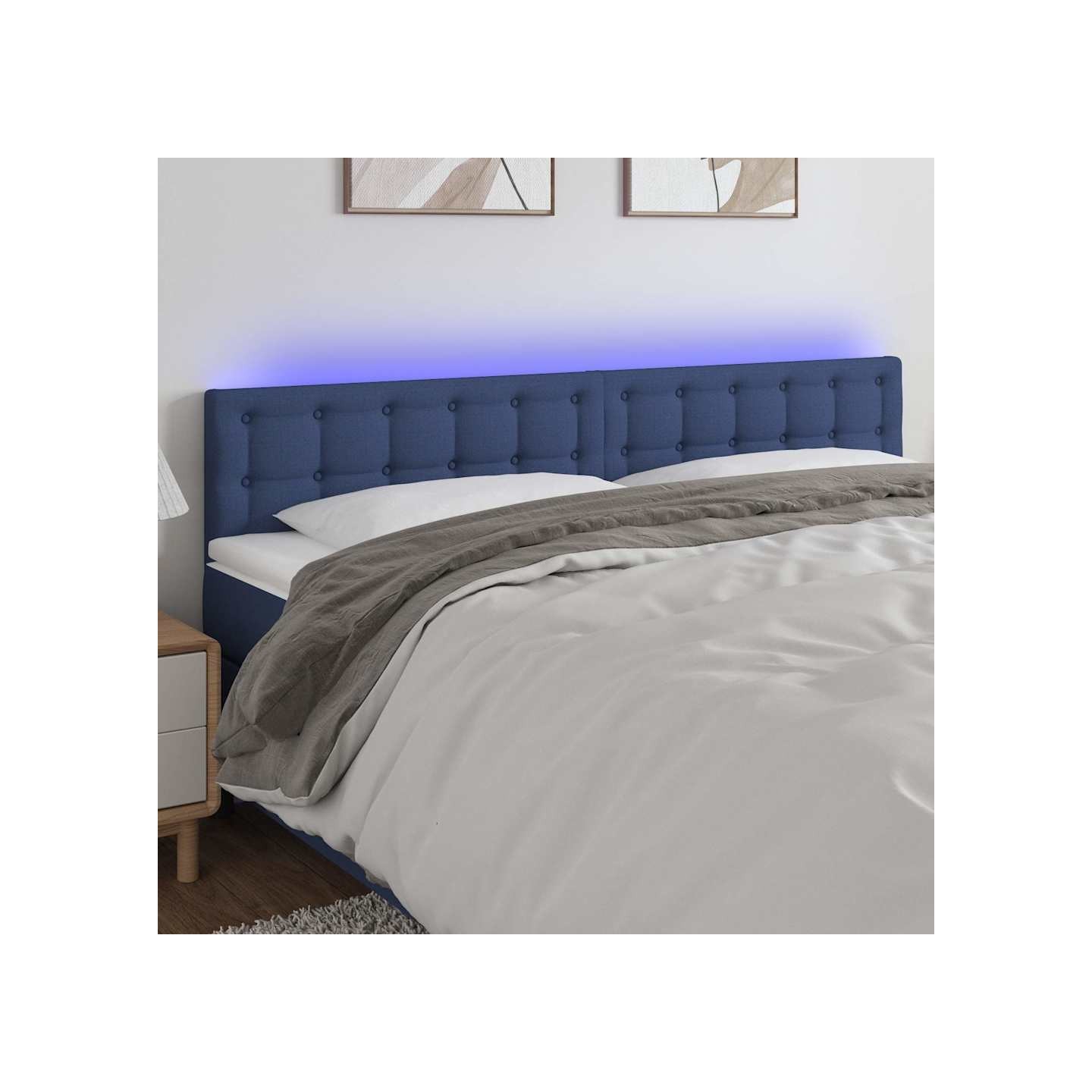 Tête de lit à LED Bleu 160x5x78/88 cm Tissu