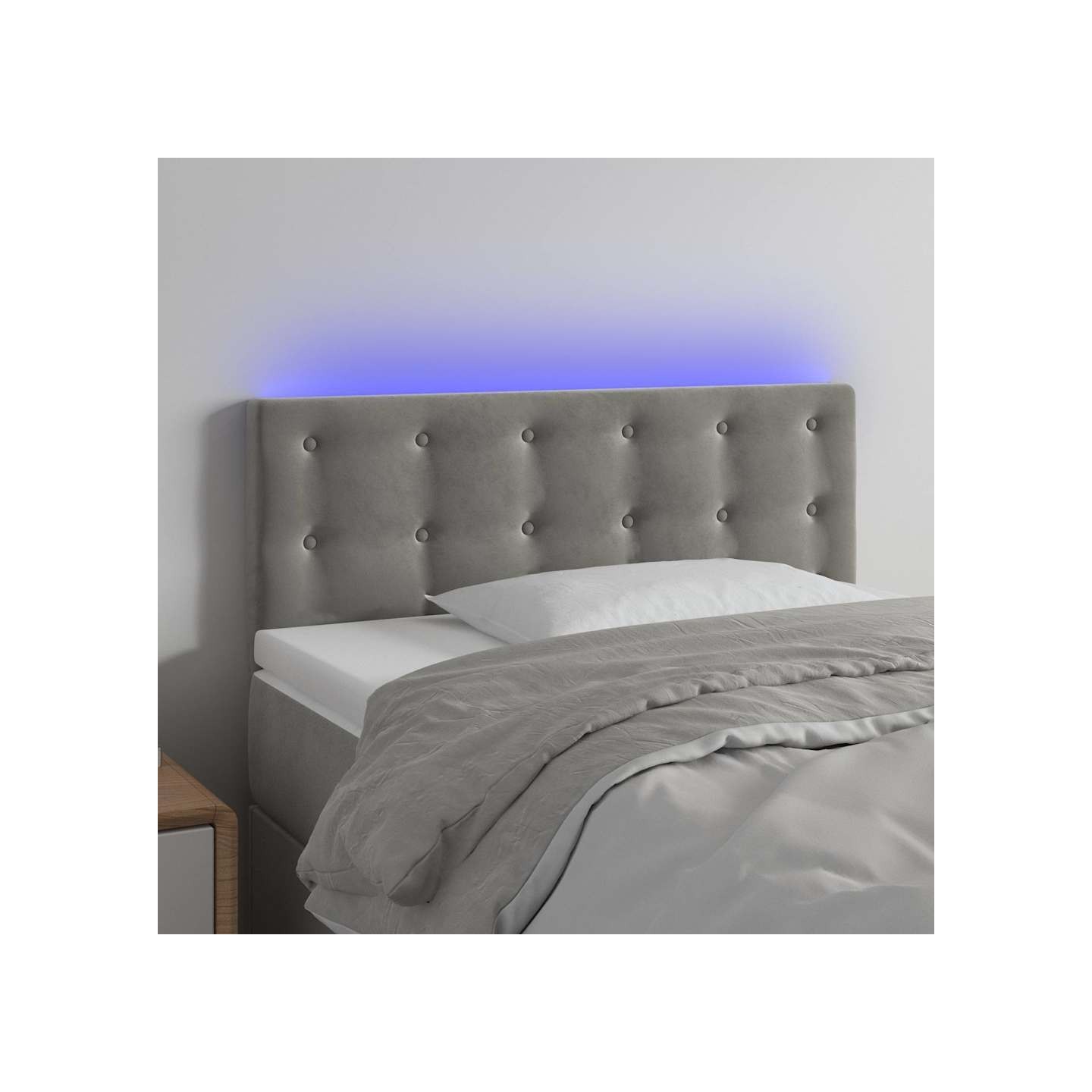 Tête de lit à LED Gris clair 90x5x78/88 cm Velours