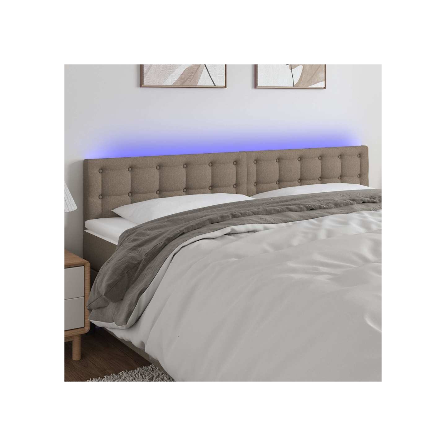Tête de lit à LED Taupe 200x5x78/88 cm Tissu